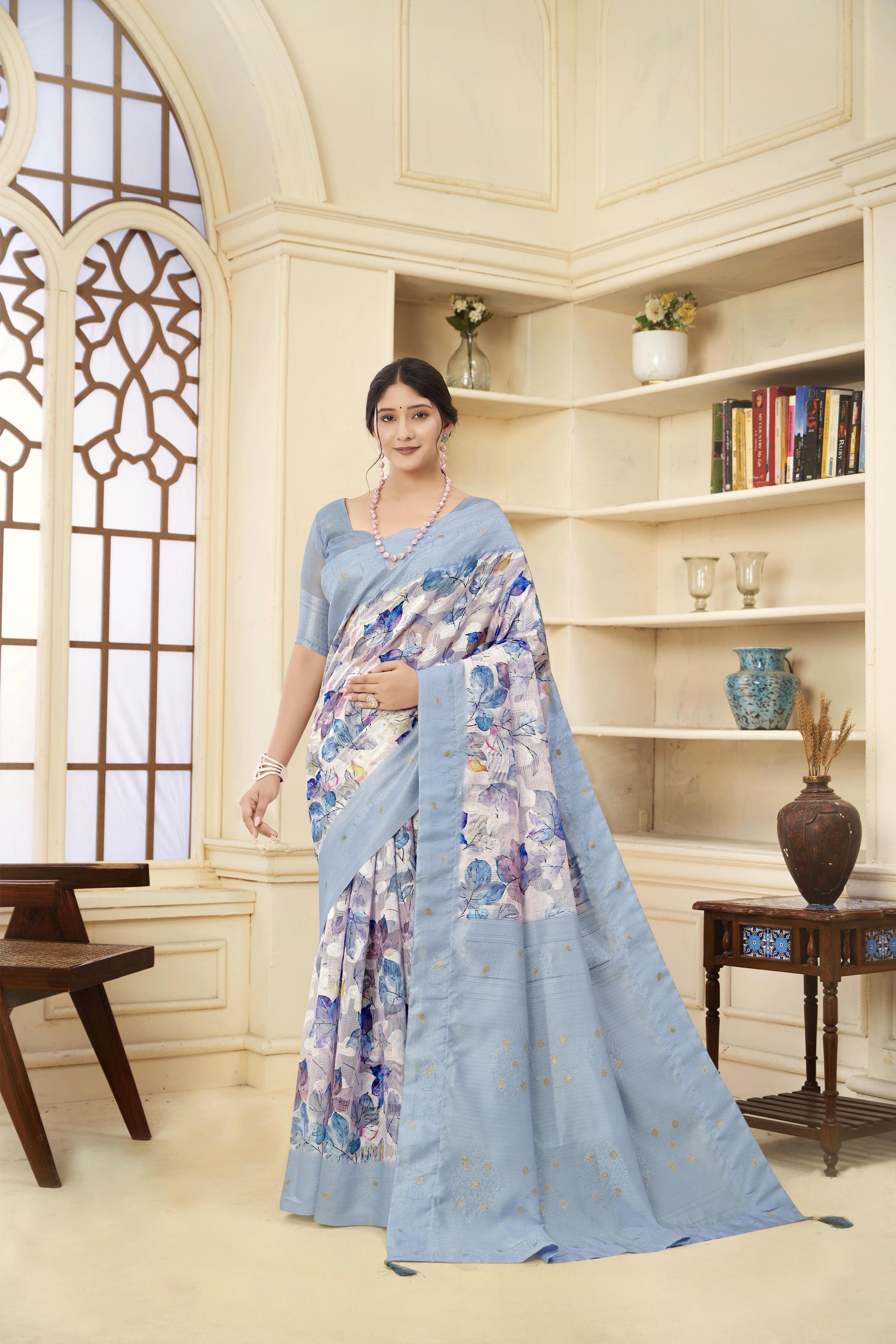 Aqua Blue Rich Silk Saree