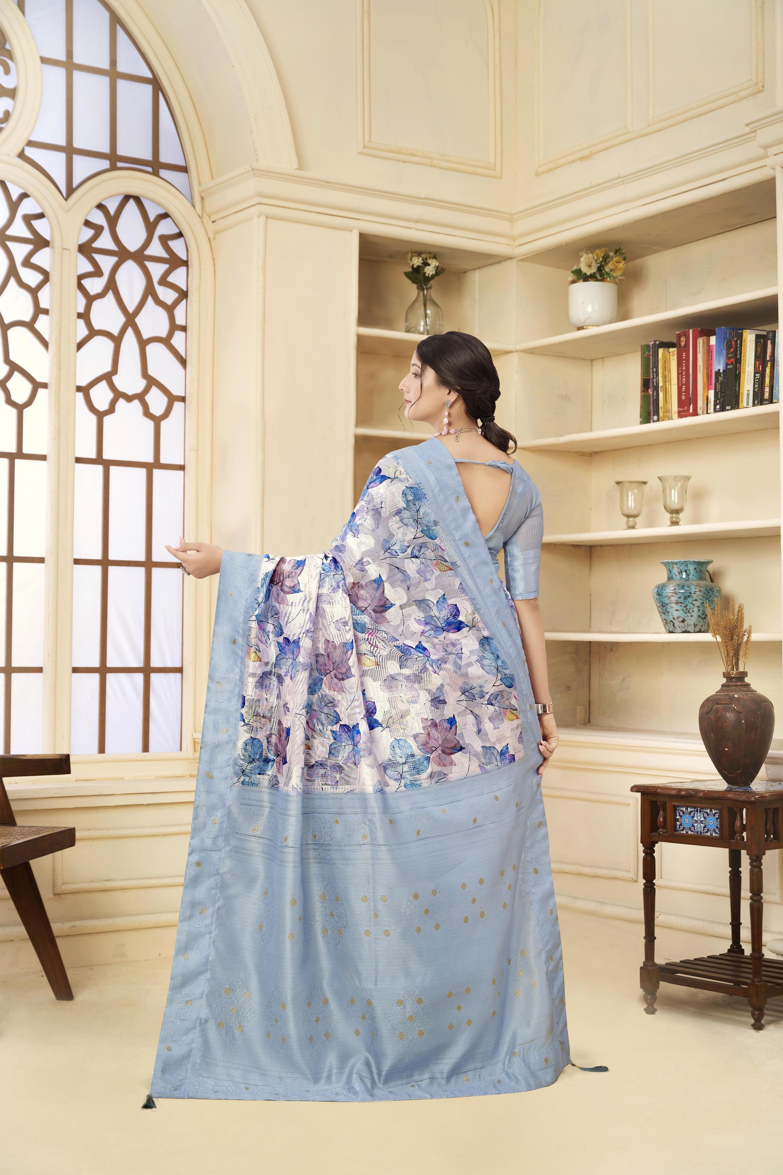 Aqua Blue Rich Silk Saree — alternate view