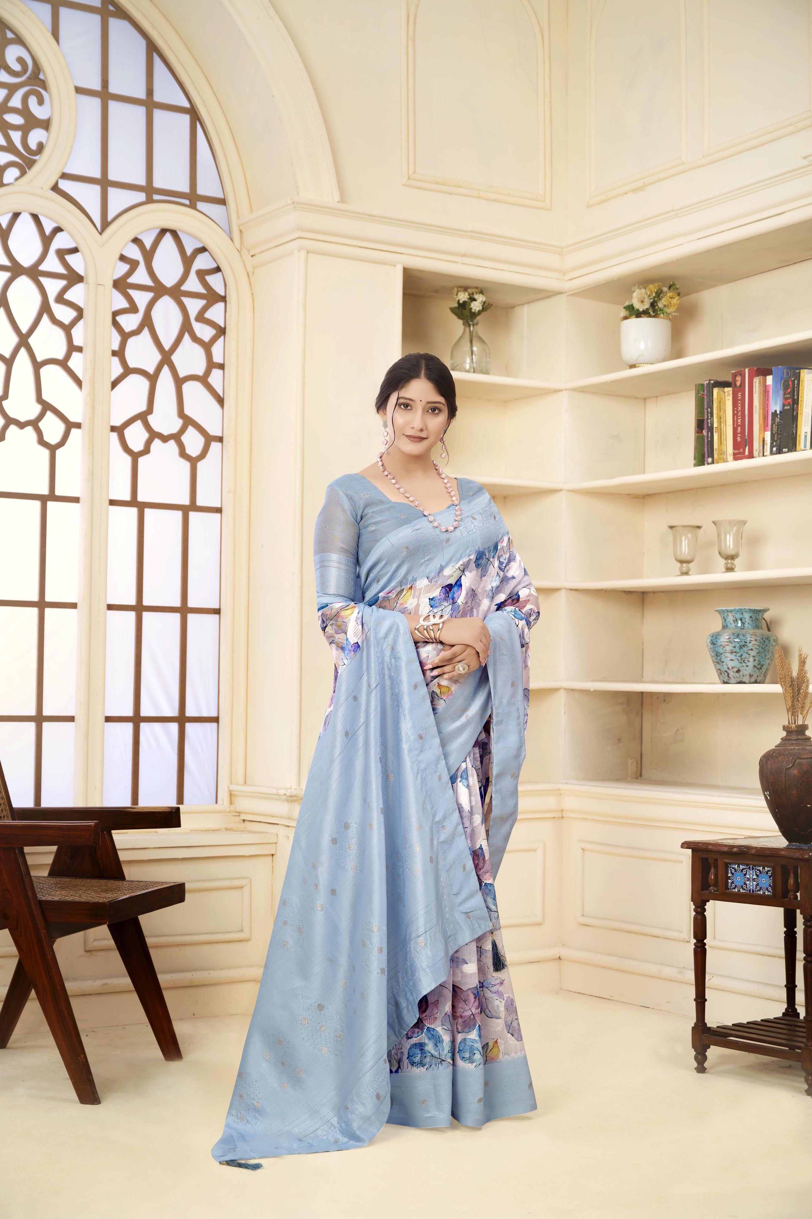 Aqua Blue Rich Silk Saree