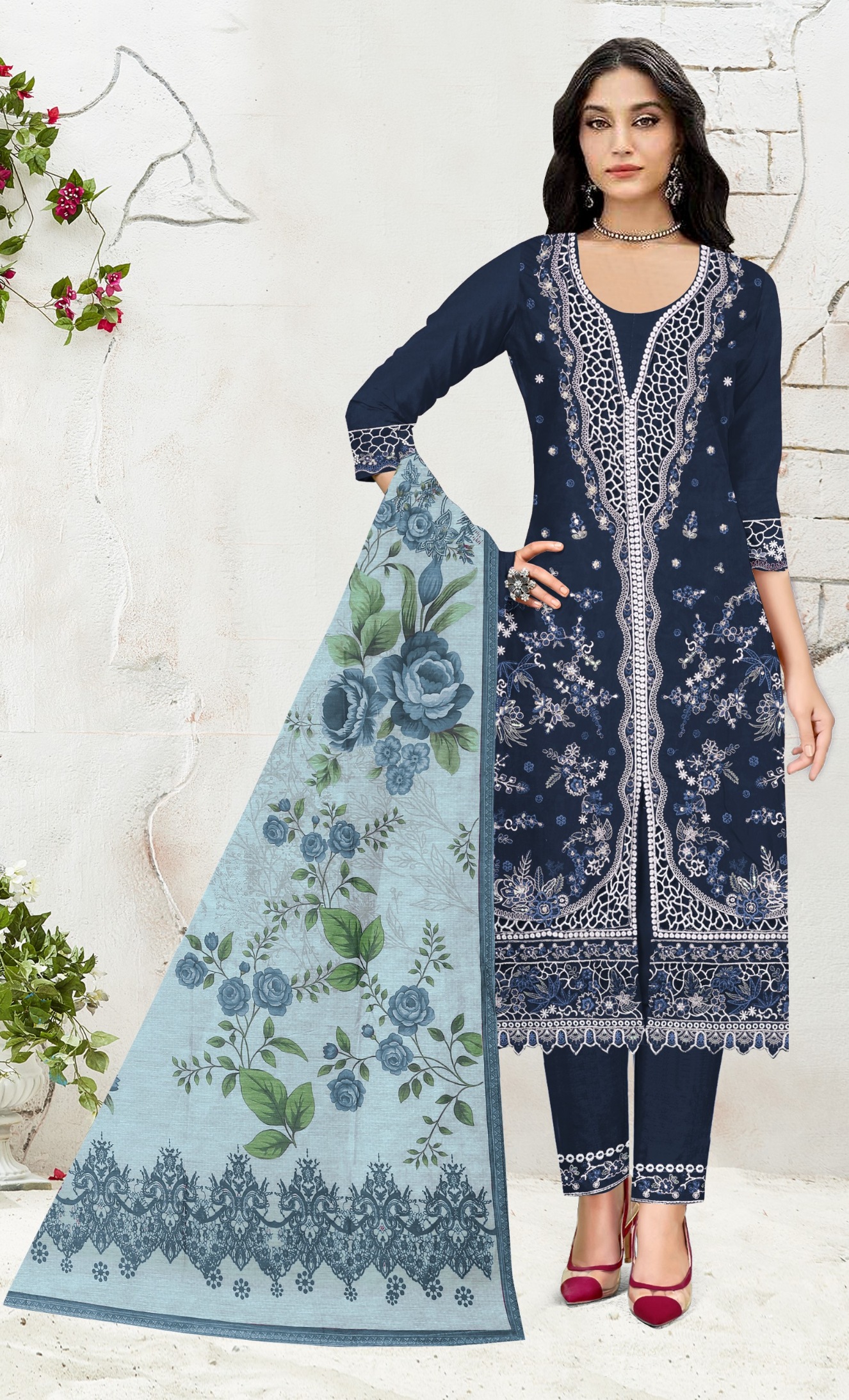 Azure Noir Embroidered Salwar Kameez