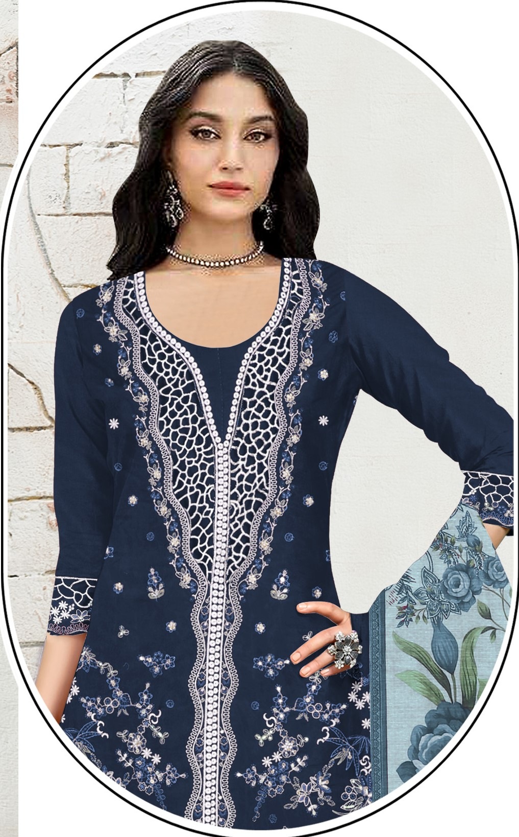 Azure Noir Embroidered Salwar Kameez — alternate view