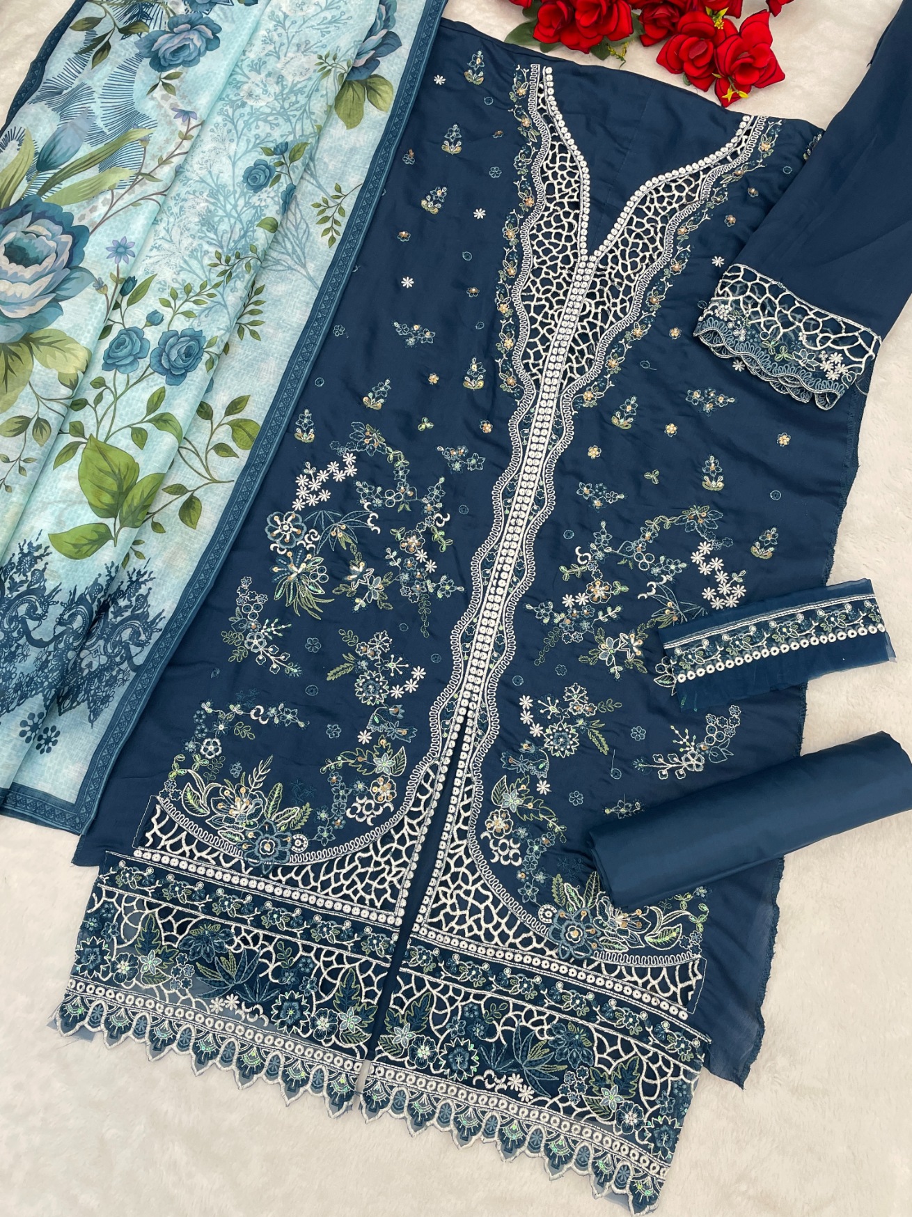 Azure Noir Embroidered Salwar Kameez