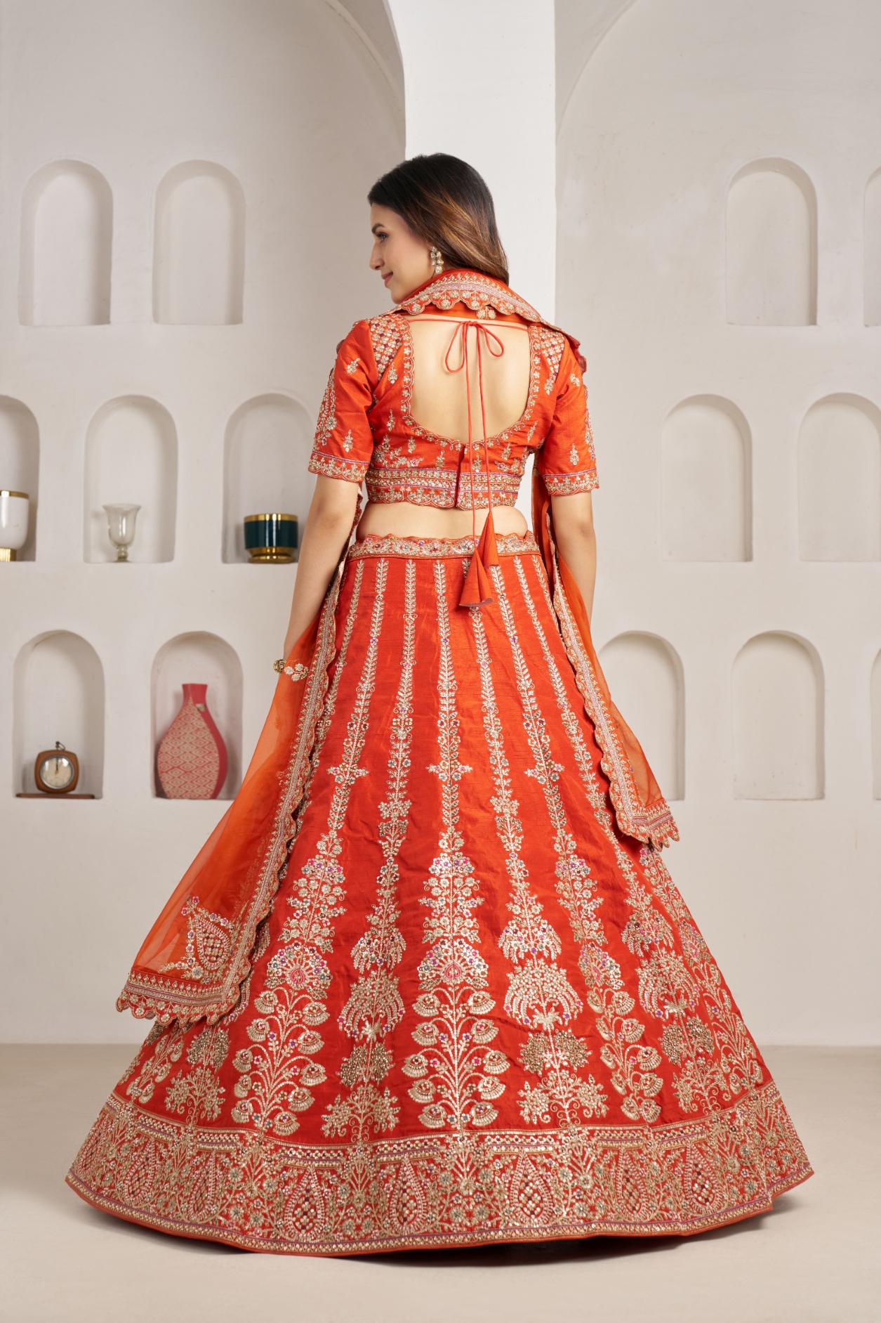 Baby Pink Architectural Motif Handwork Silk Bridal Lehenga Choli — alternate view