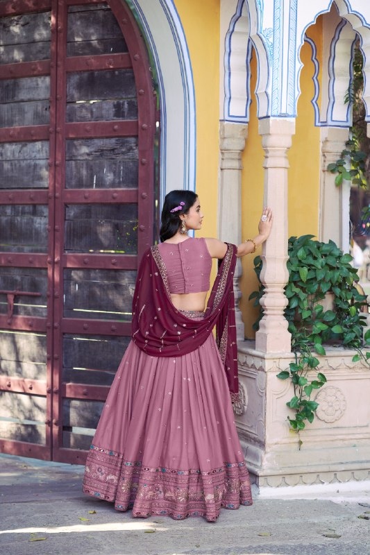 Baby Pink Contemporary Zari Star Georgette Lehenga — alternate view