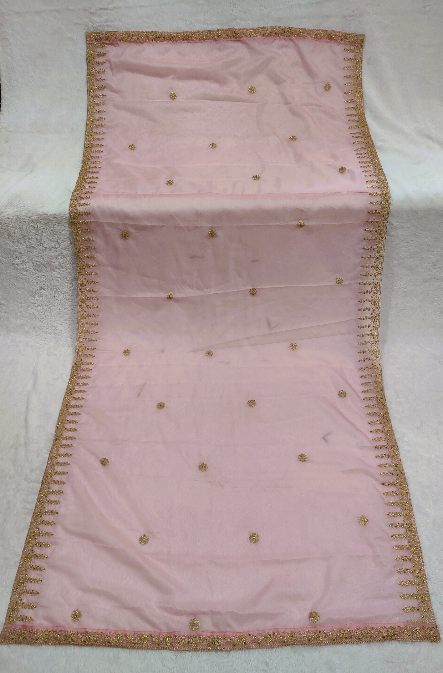 Baby Pink Dori Embroidered Organza Dupatta