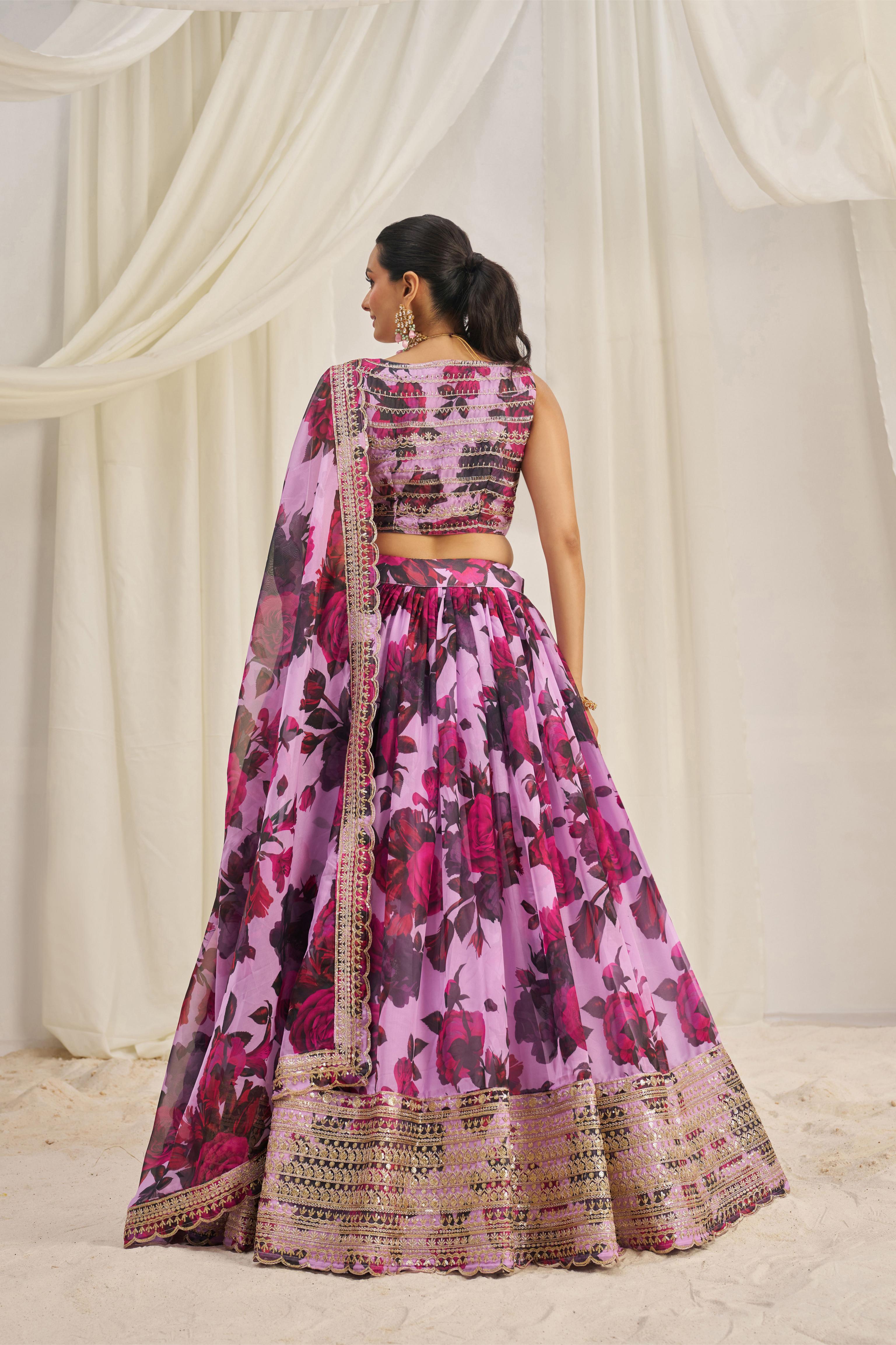 Baby Pink Organza Printed Lehenga — alternate view