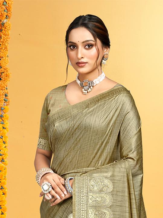 Beige Assam Silk Saree — alternate view