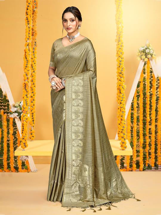 Beige Assam Silk Saree