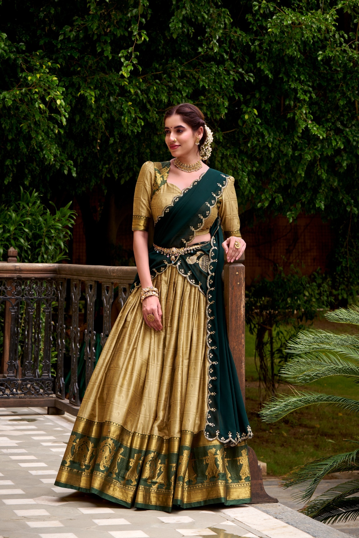 Beige Cotton Lehenga Choli