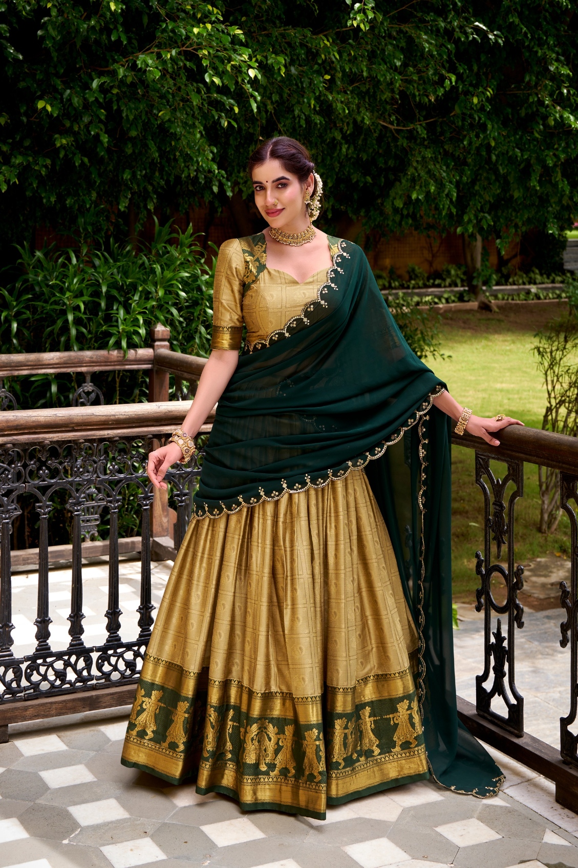 Beige Cotton Lehenga Choli