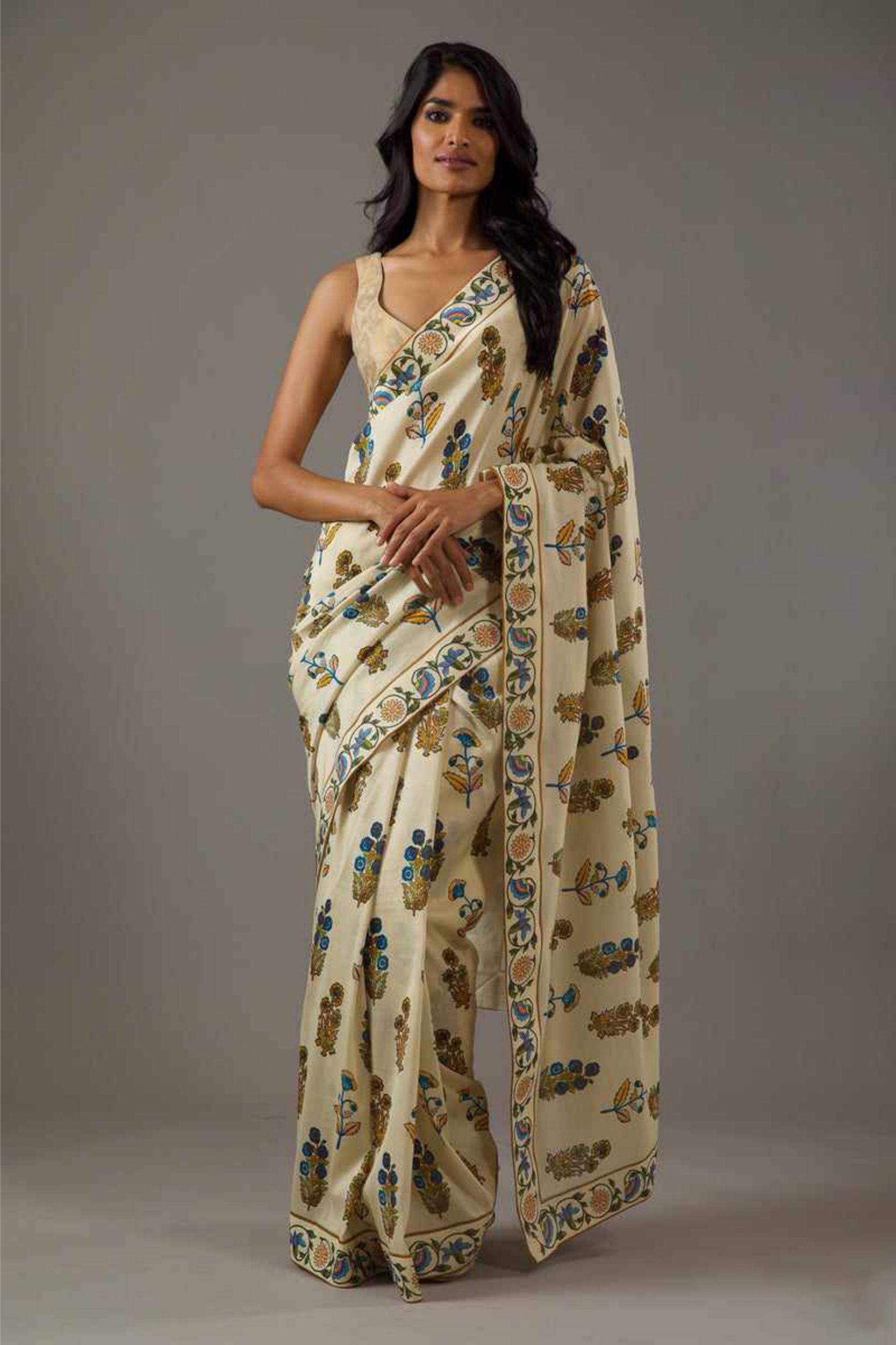 Beige Designer Digital Printed Saree