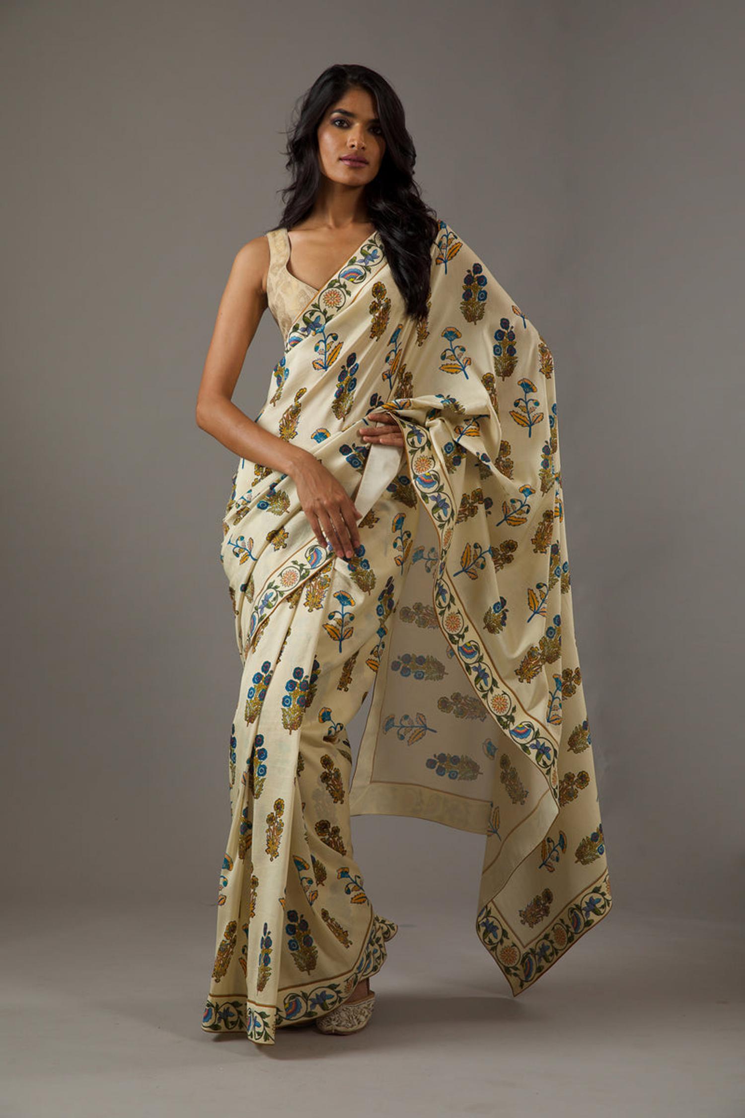 Beige Designer Digital Printed Saree — alternate view