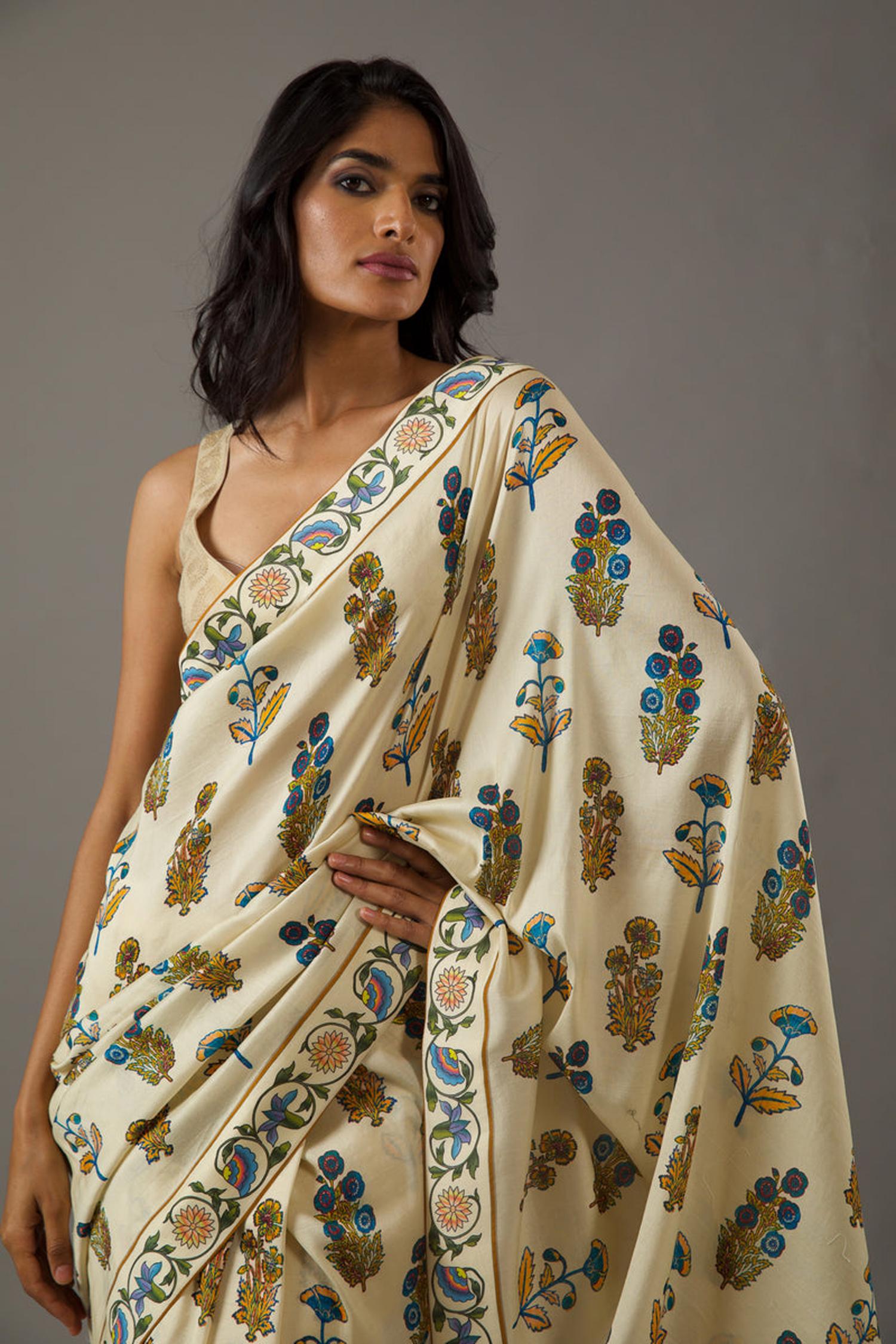 Beige Designer Digital Printed Saree