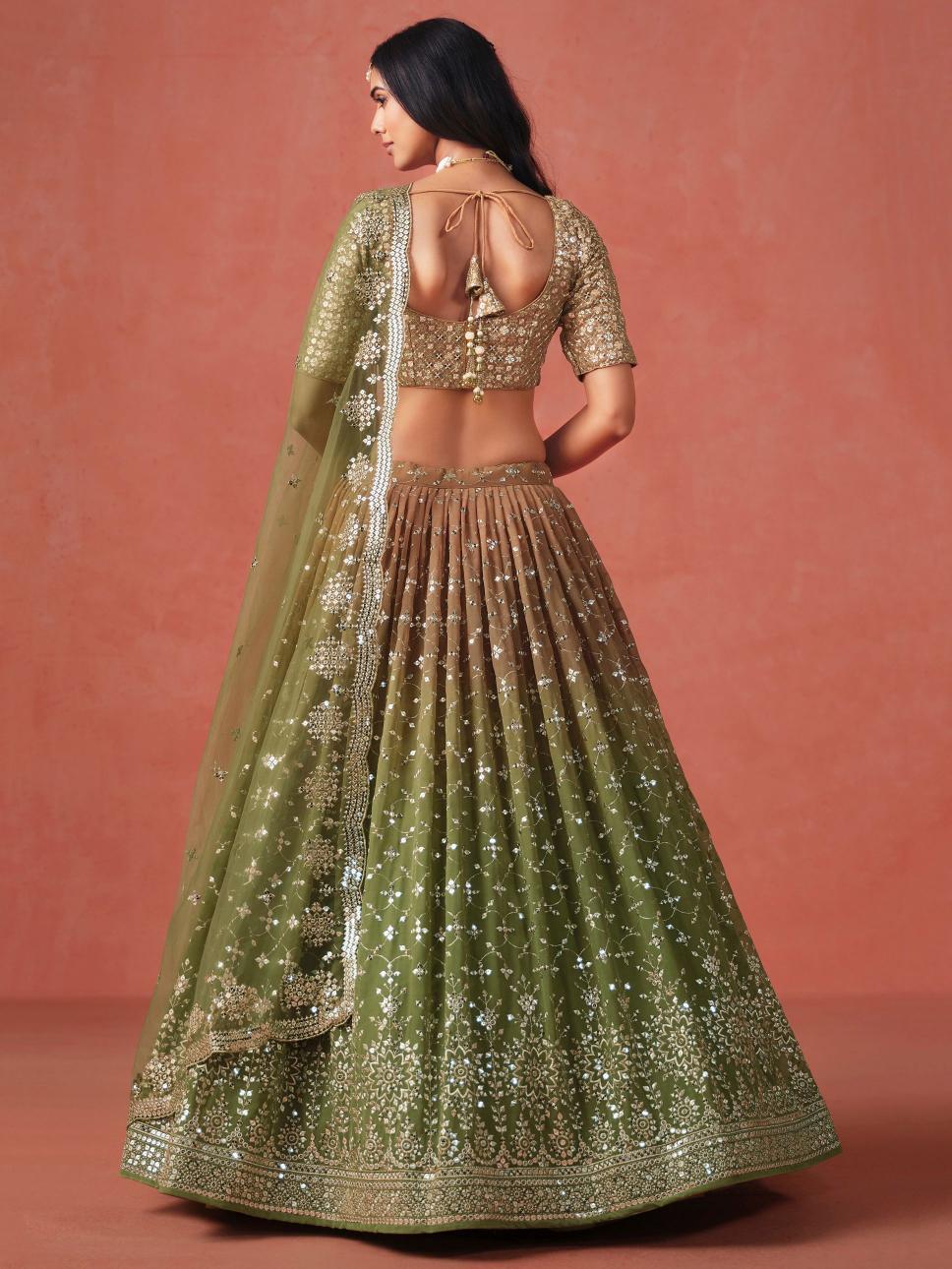 Beige Georgette Festive Lehenga — alternate view