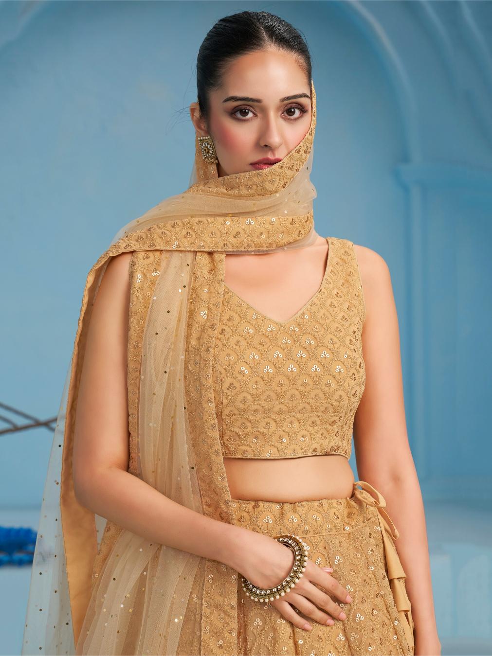 Beige Georgette Partywear Lehenga — alternate view