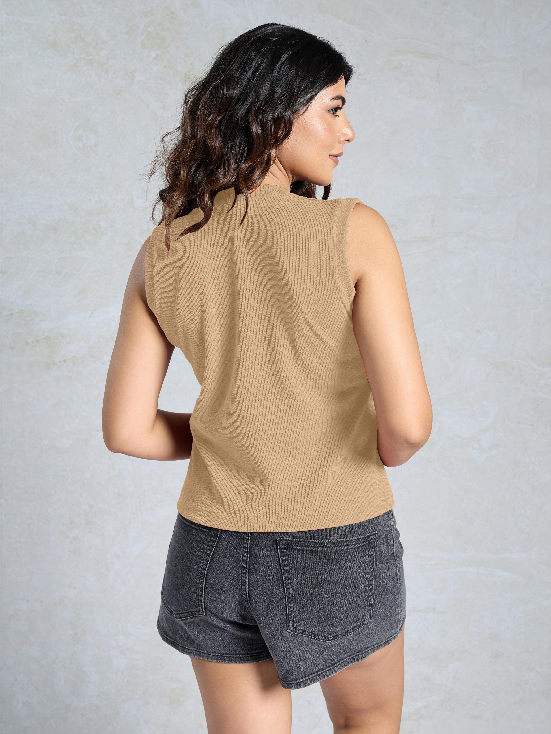 Beige Knitted Women’s Tank Top — alternate view