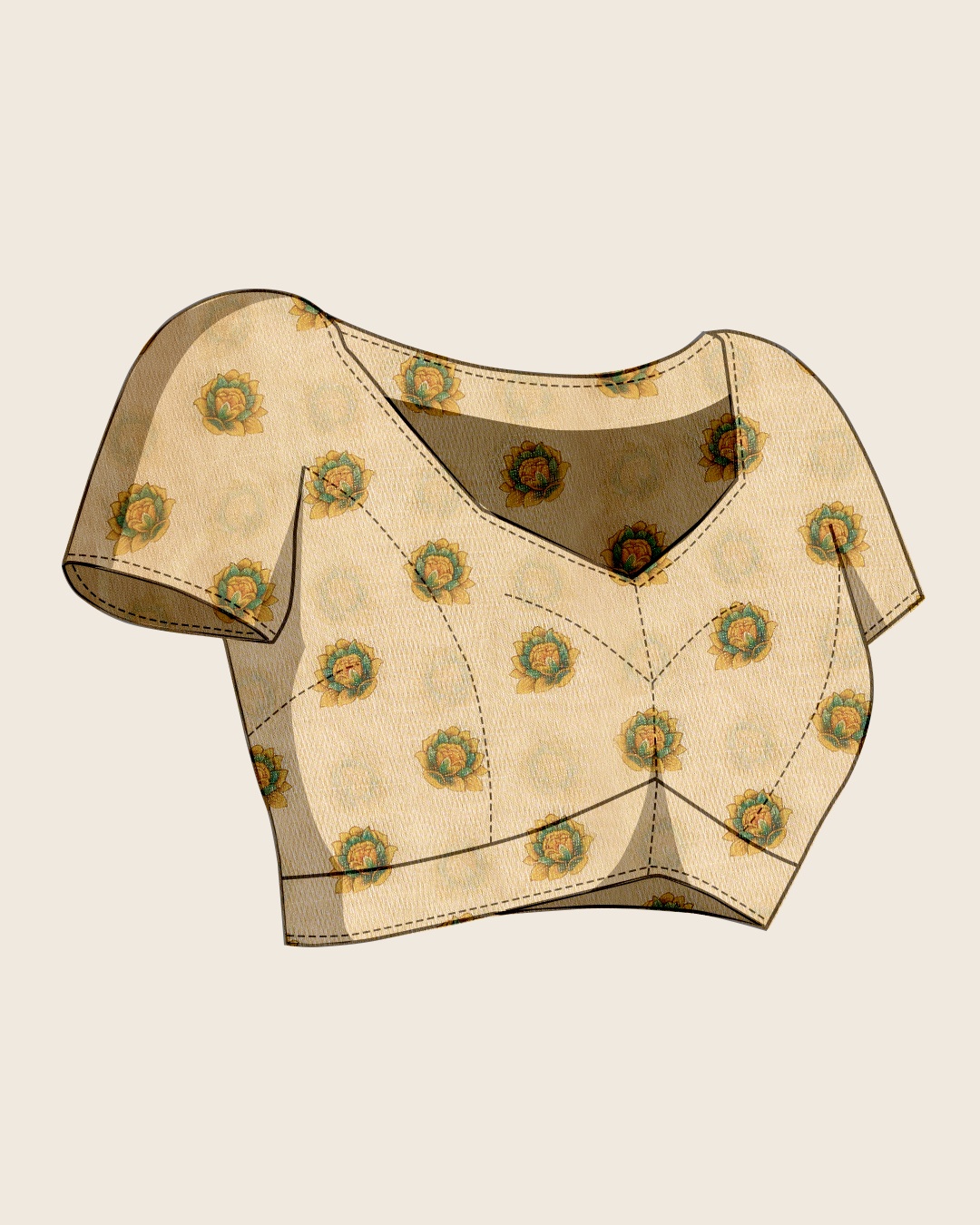 Beige Linen Woven Printed Traditional Saree