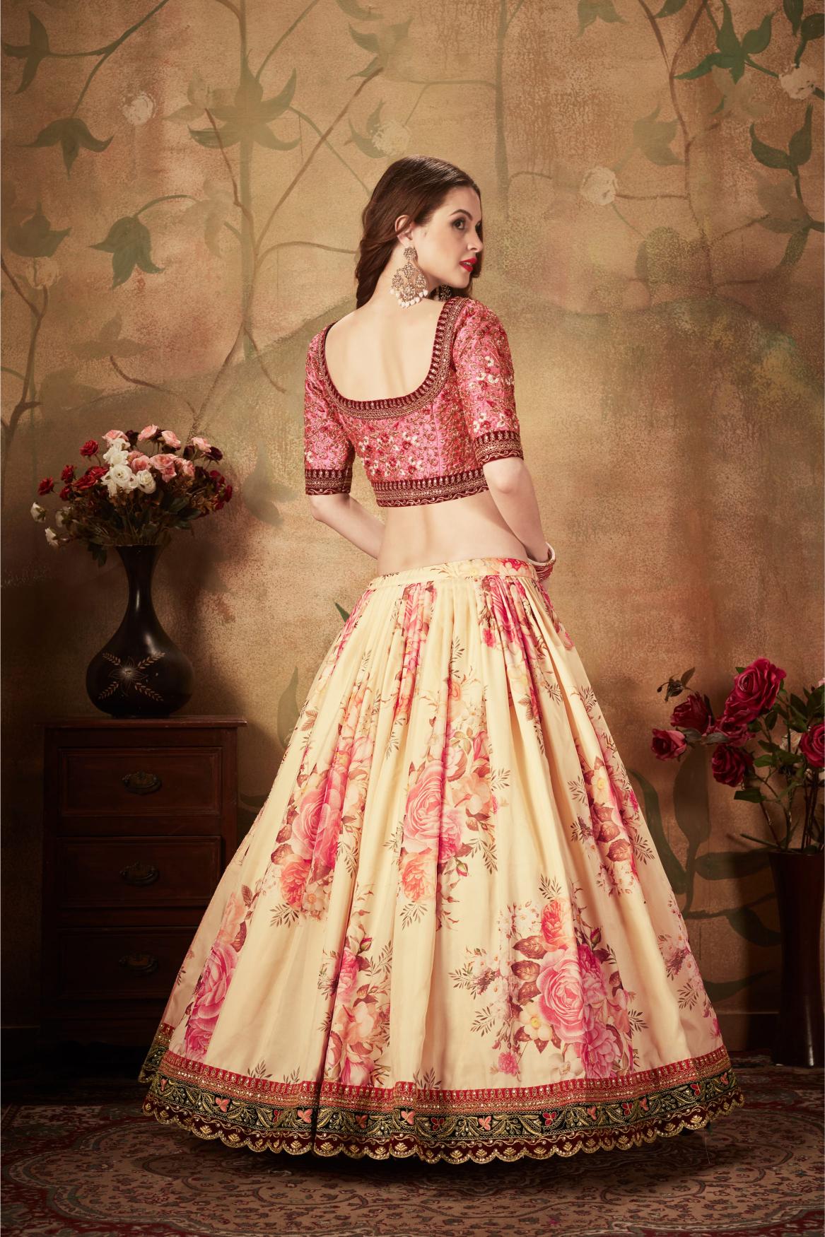Beige N Peach Organza Lehenga Choli — alternate view