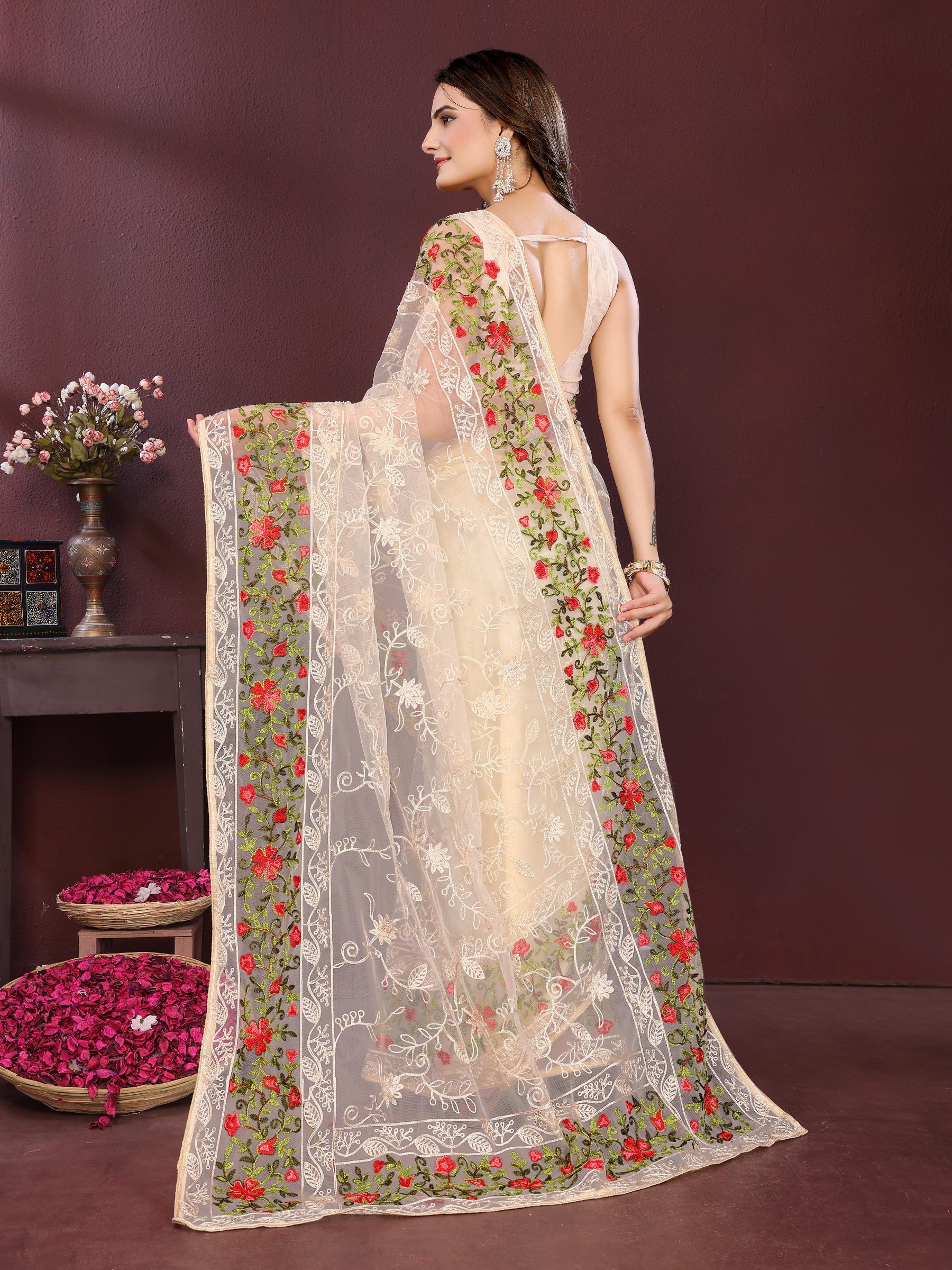 Beige Net Saree — alternate view