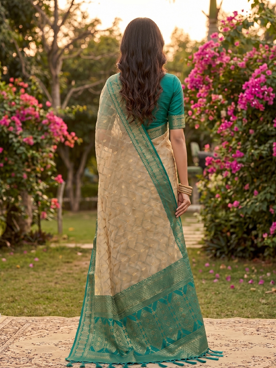 Beige Rama Woven Cotton Saree