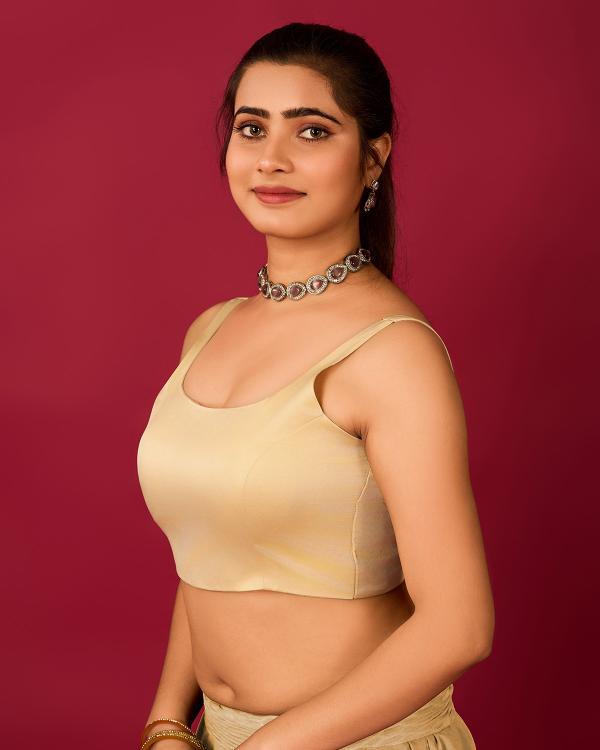 Beige Satin Readymade Blouse