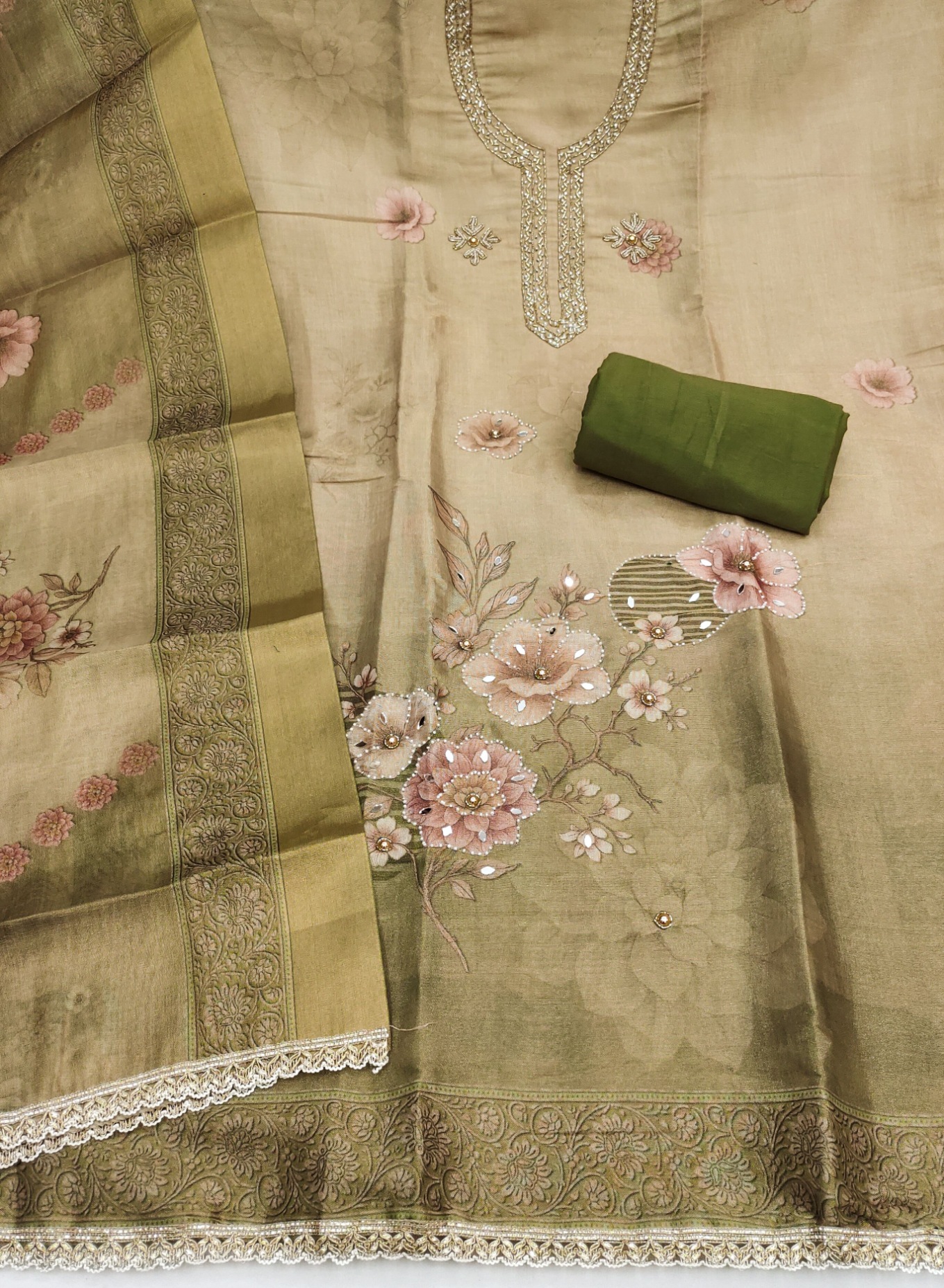 Beige Simmer Cotton Subtle Geometry Straight Salwar Suit