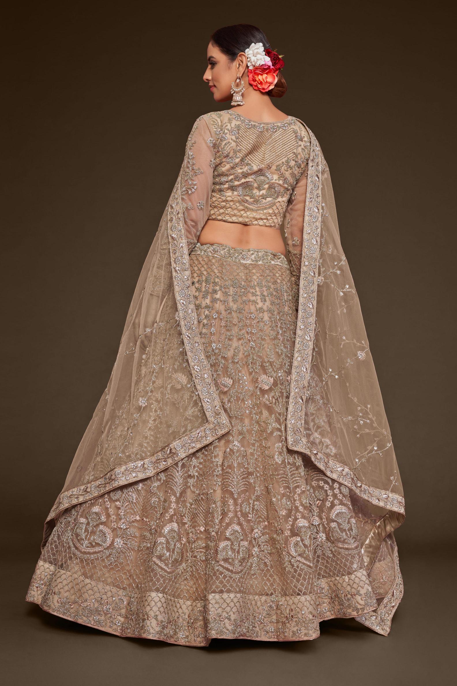 Beige Soft Net Lehenga Choli