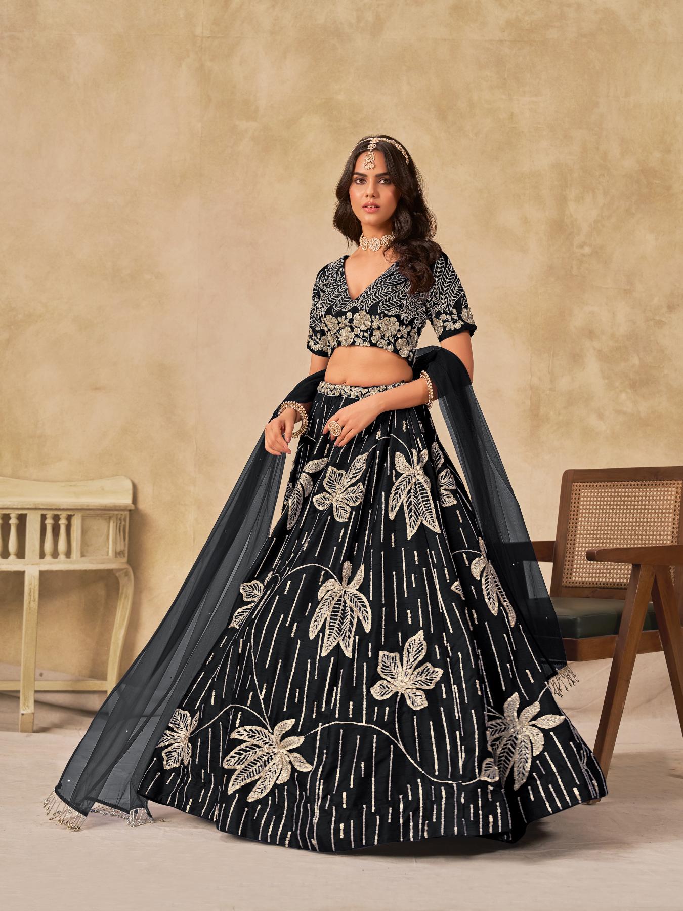 Black Art Silk Lehenga Choli