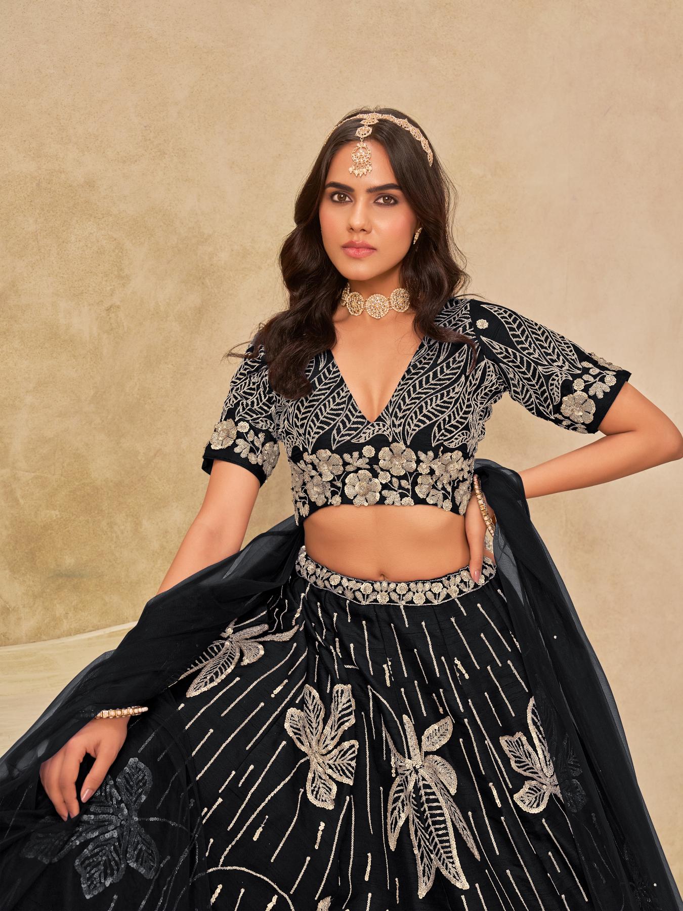 Black Art Silk Lehenga Choli
