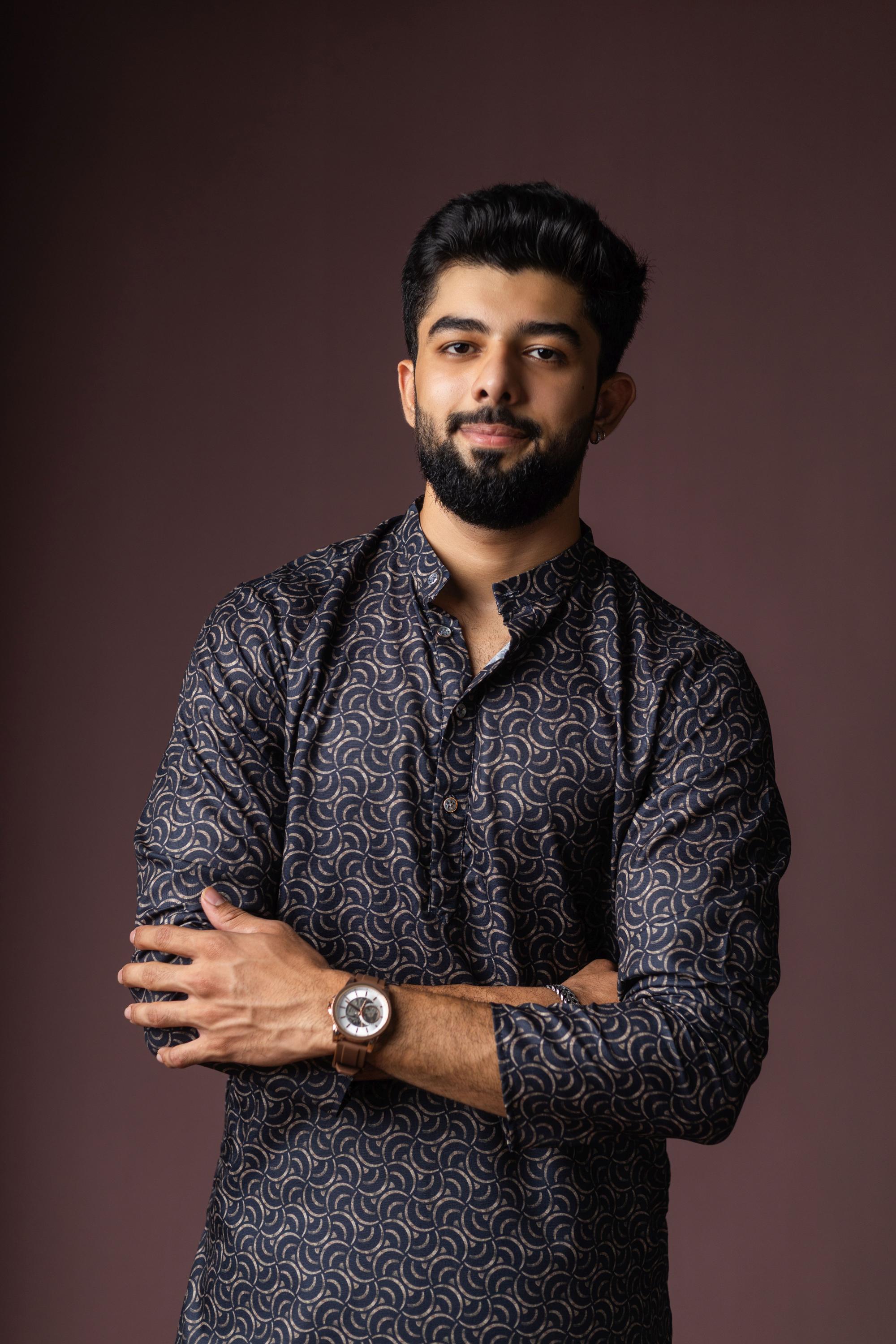 Black Blended Linen Kurta Payjama — alternate view