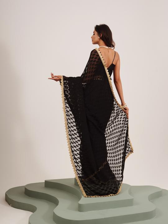 Black Brasso Saree — alternate view