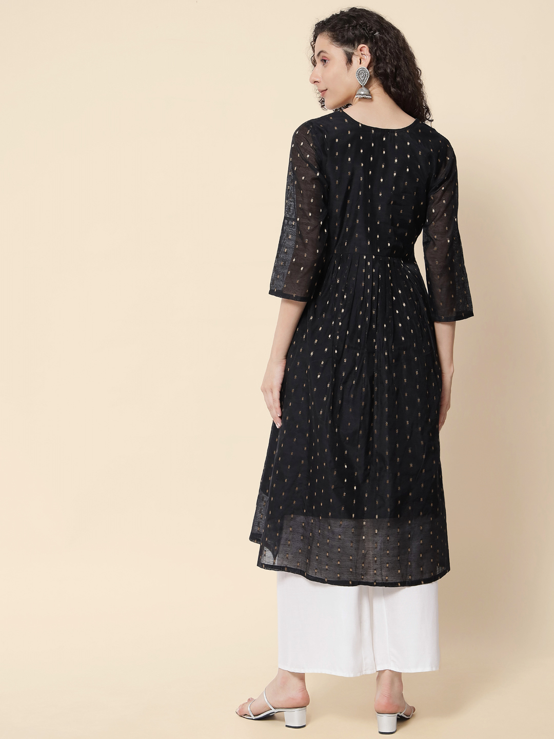 Black Chanderi Modal Embroidered Kurti — alternate view