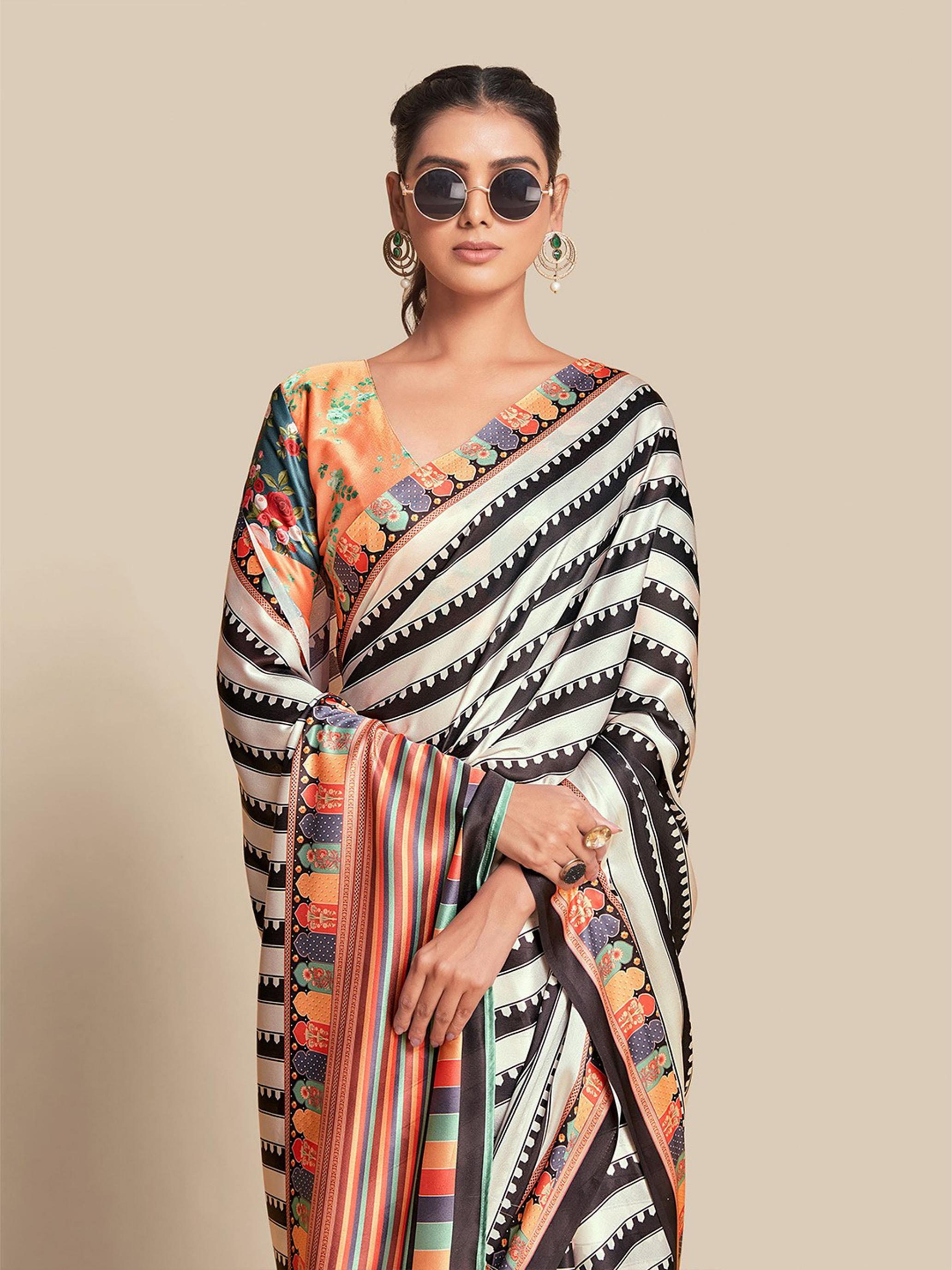 Black Designer Digital Printed Saree