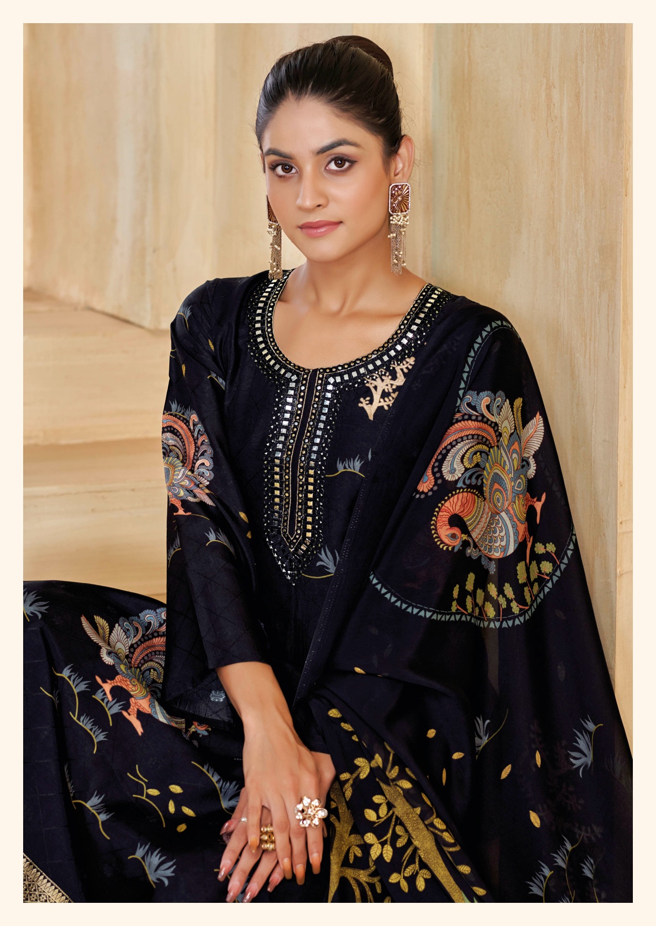 Black Designer Silk Salwar Suit