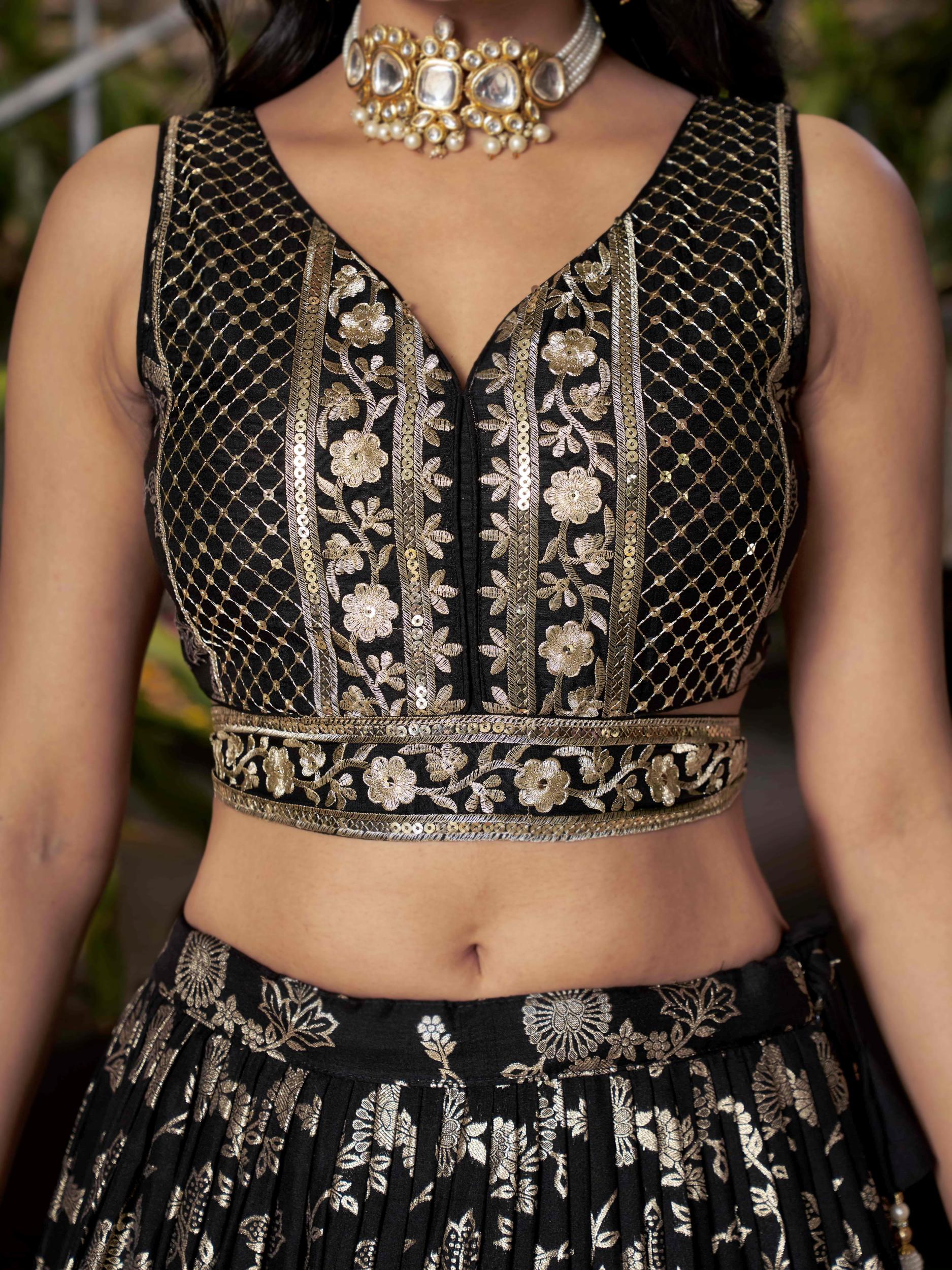 Black Dola Silk Jacquard Lehenga Choli