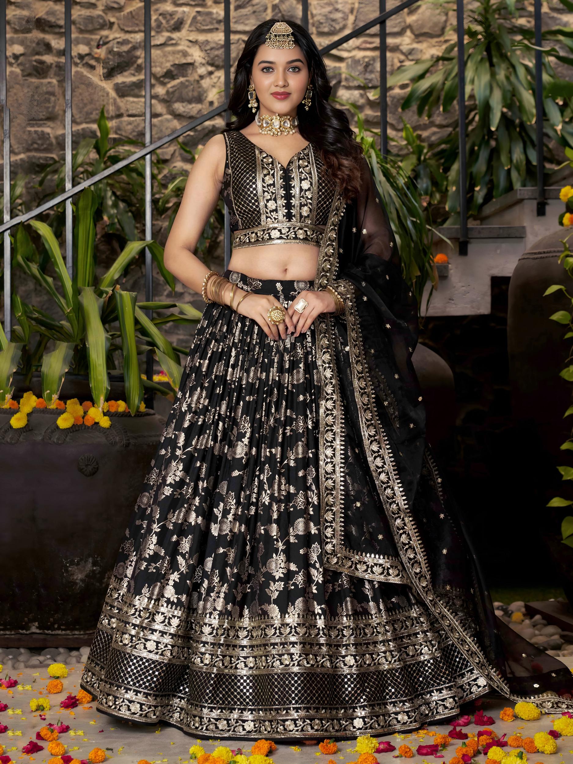 Black Dola Silk Lehenga