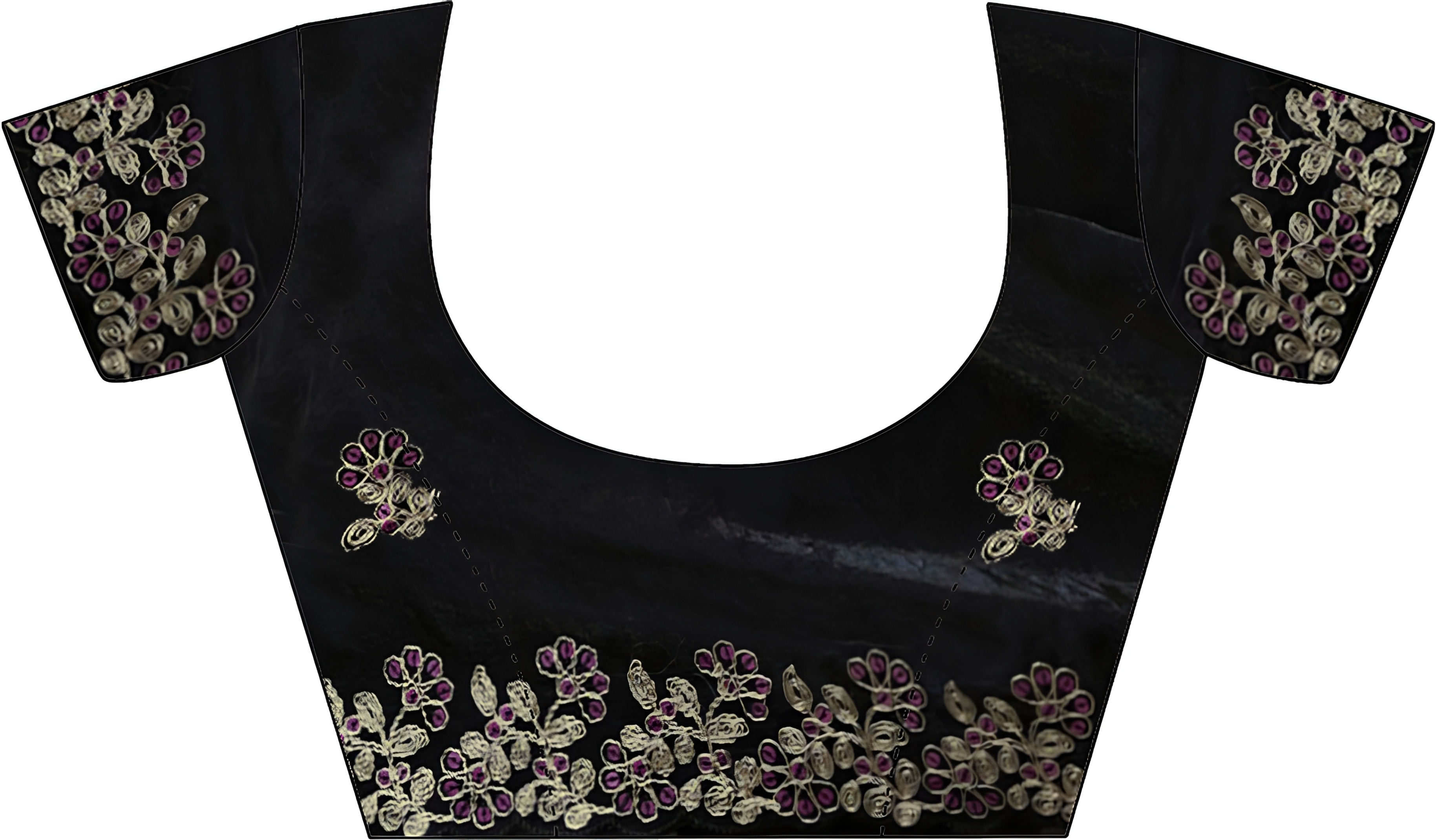 Black Embroidered Fendy Satin Silk Saree