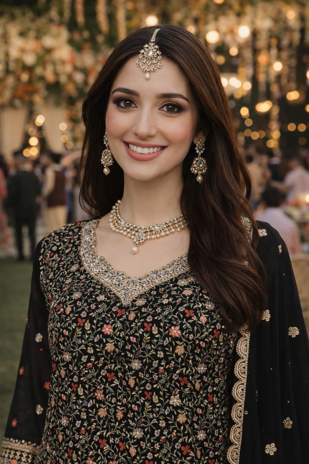 Black Floral Embroidery Georgette Palazzo Suit — alternate view