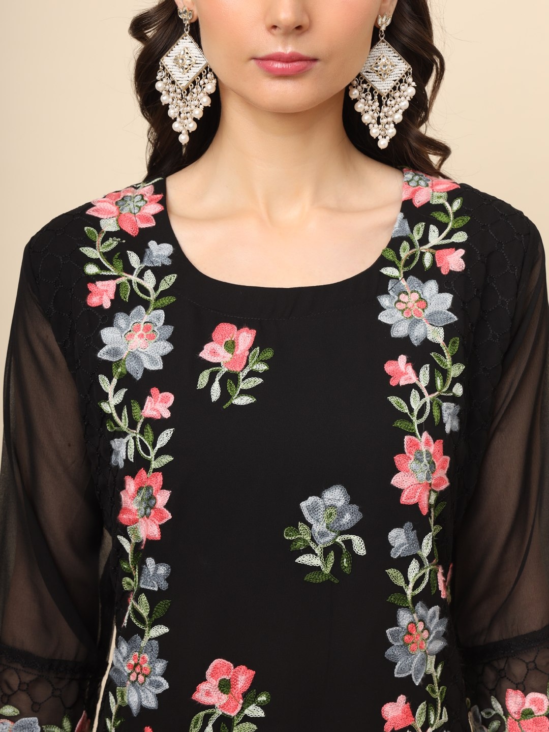 Black Georgette Chikankari Kurti