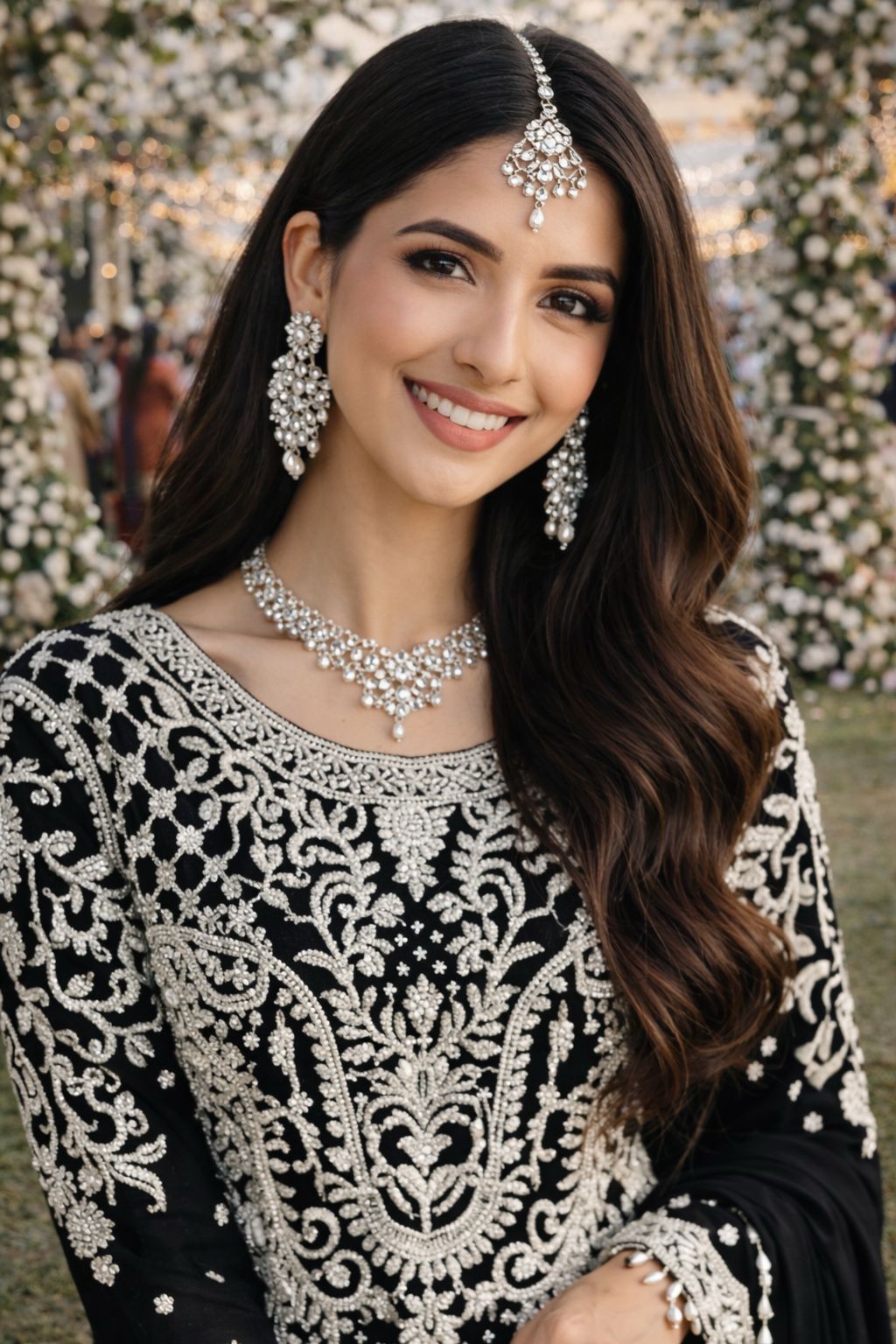 Black Georgette Heavy Beaded Embroidered Party Suit Set — alternate view