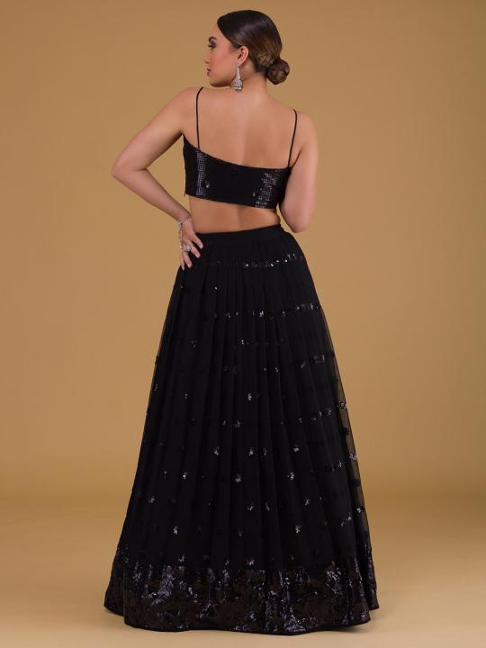 Black Georgette Party Wear Lehenga — alternate view