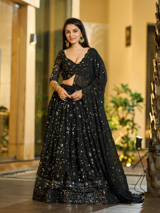 Black Georgette Party Wear Lehenga