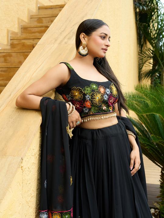 Black Georgette Party Wear Lehenga