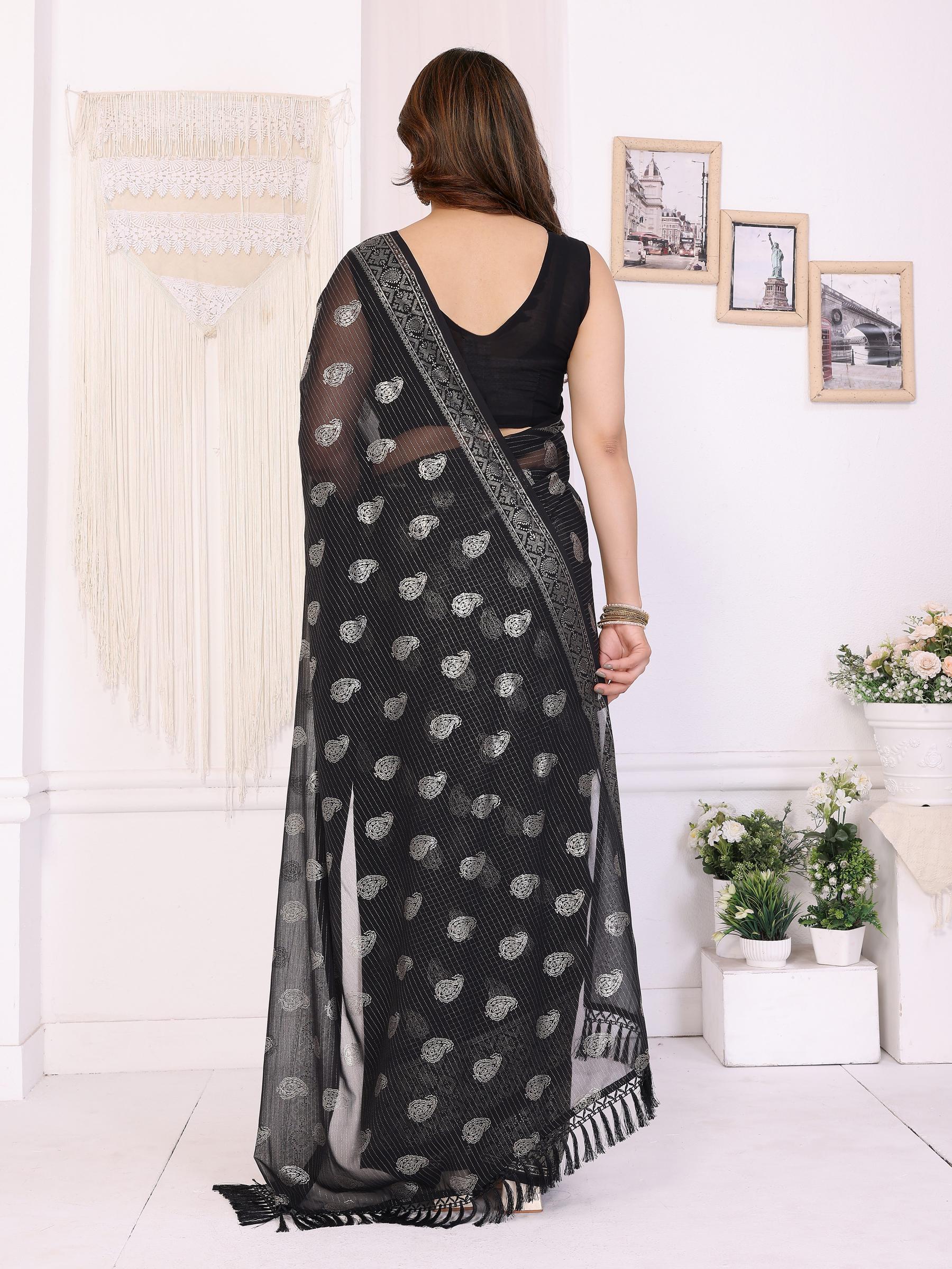 Black Georgette Saree — alternate view