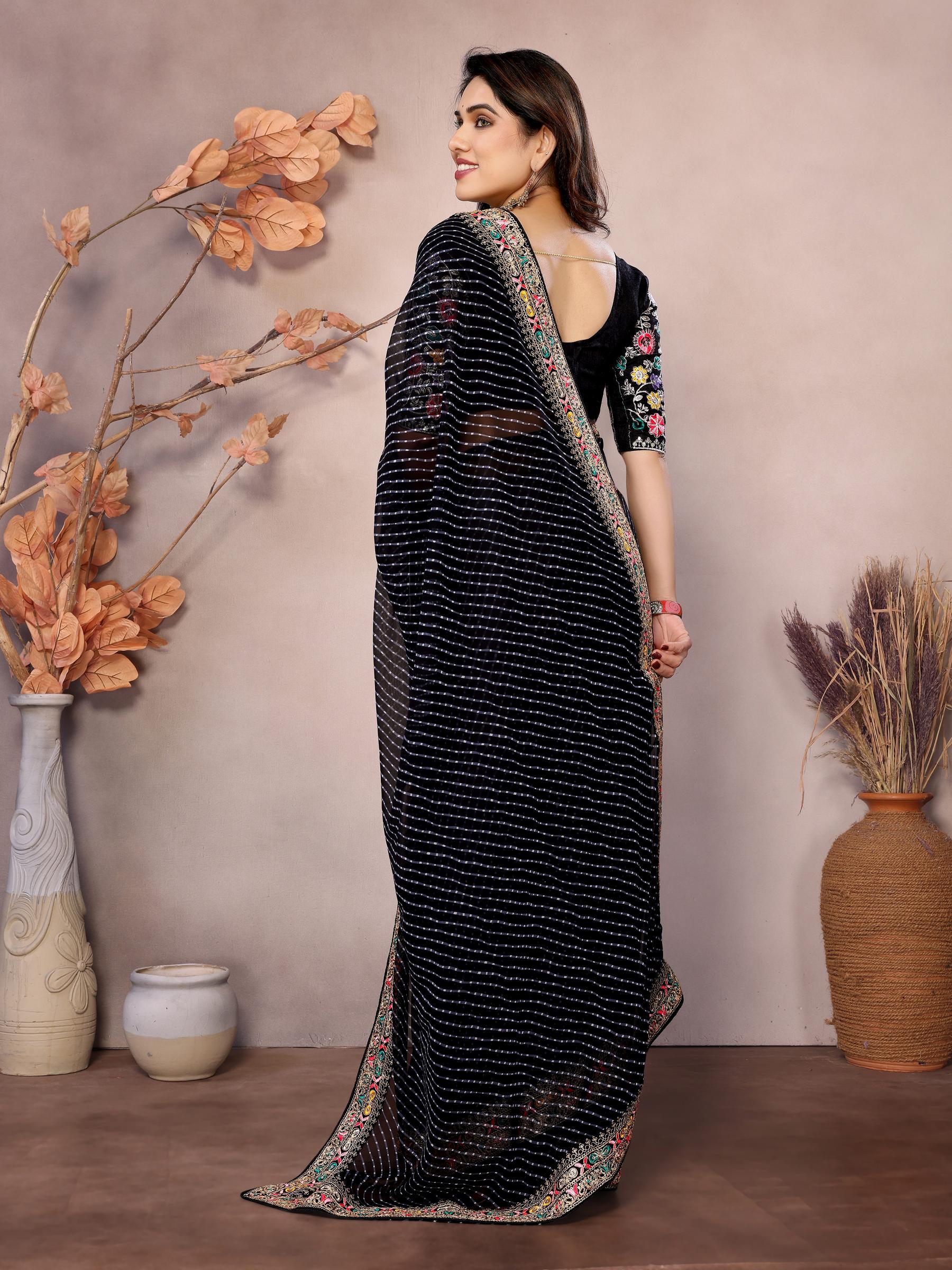 Black Georgette Saree — alternate view