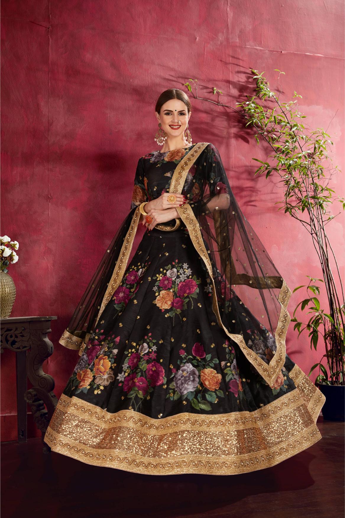 Black Heavy Banglori Silk Lehenga Choli — alternate view