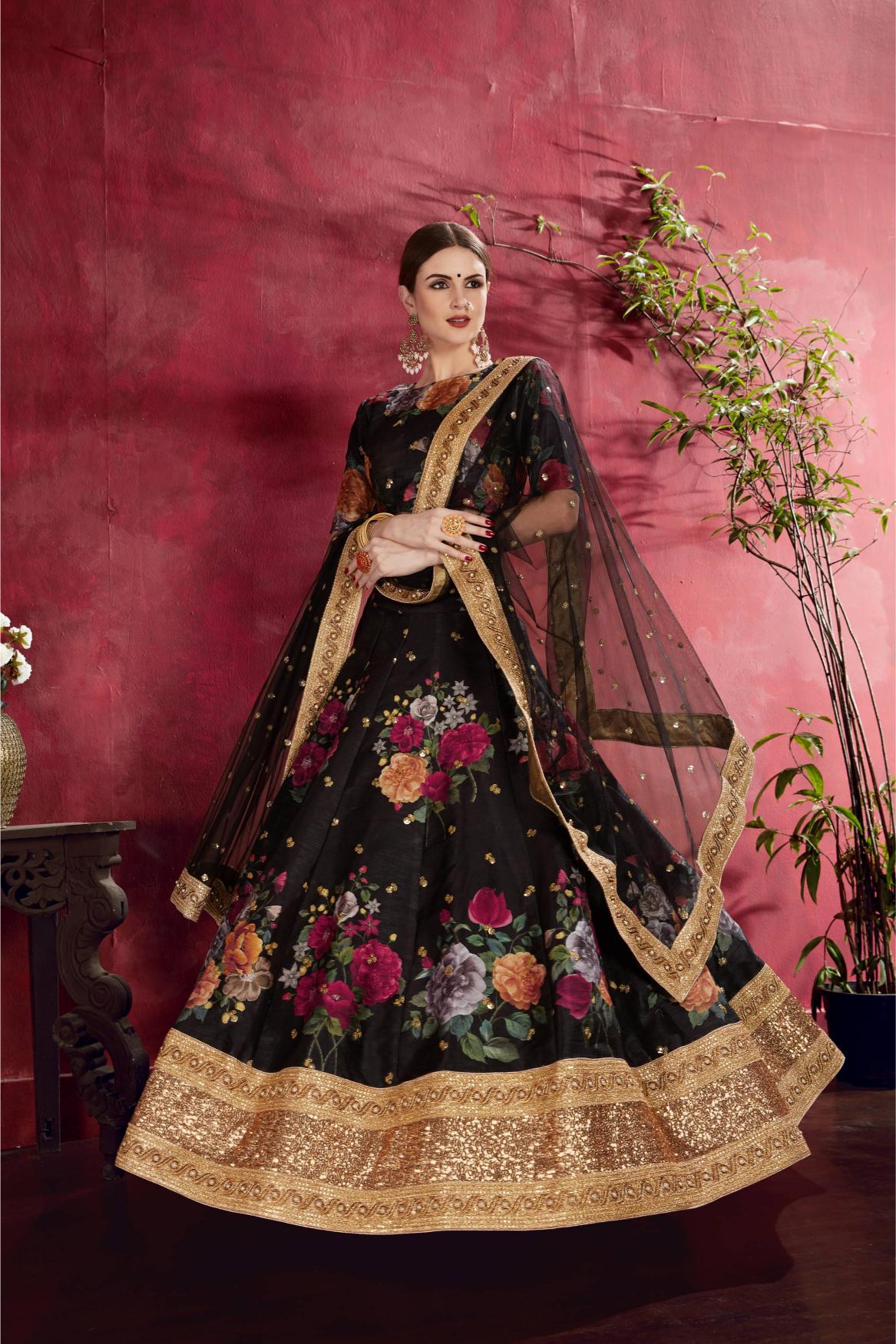 Black Heavy Banglori Silk Lehenga Choli