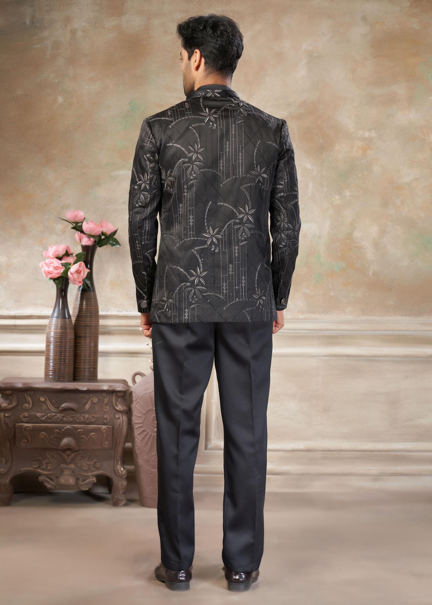 Black Indo-Western Sherwani suit — alternate view