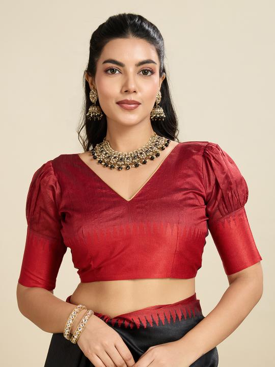 Black Khadi Raw Silk Saree