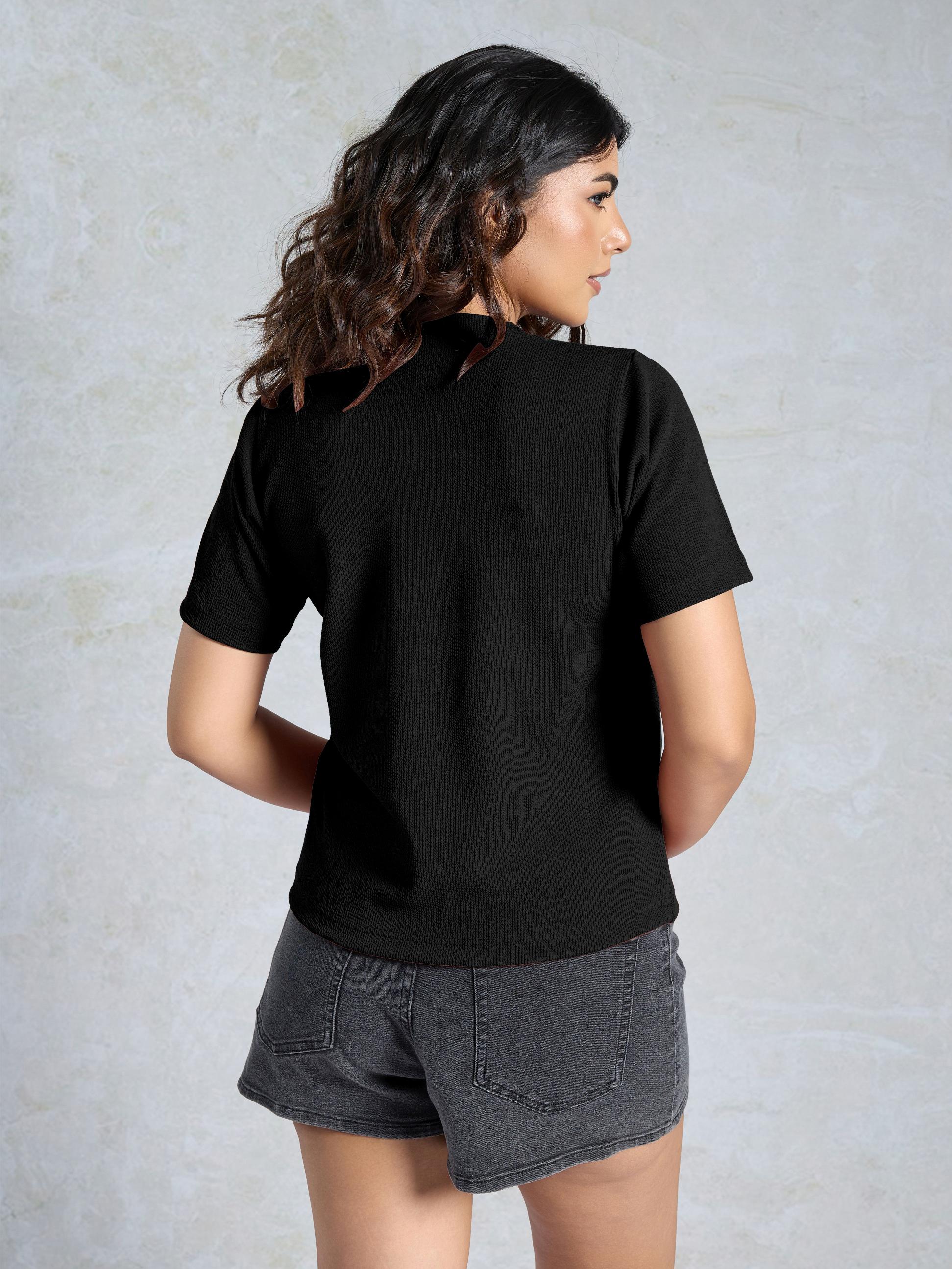 Black Knitted Casual T-Shirt — alternate view